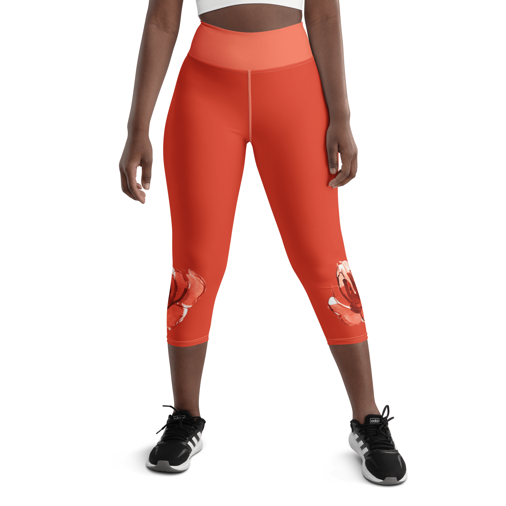 Jolly & Goode Yoga Leggings Watercolour English Rose Yoga Capri Leggings Cheeky British Style