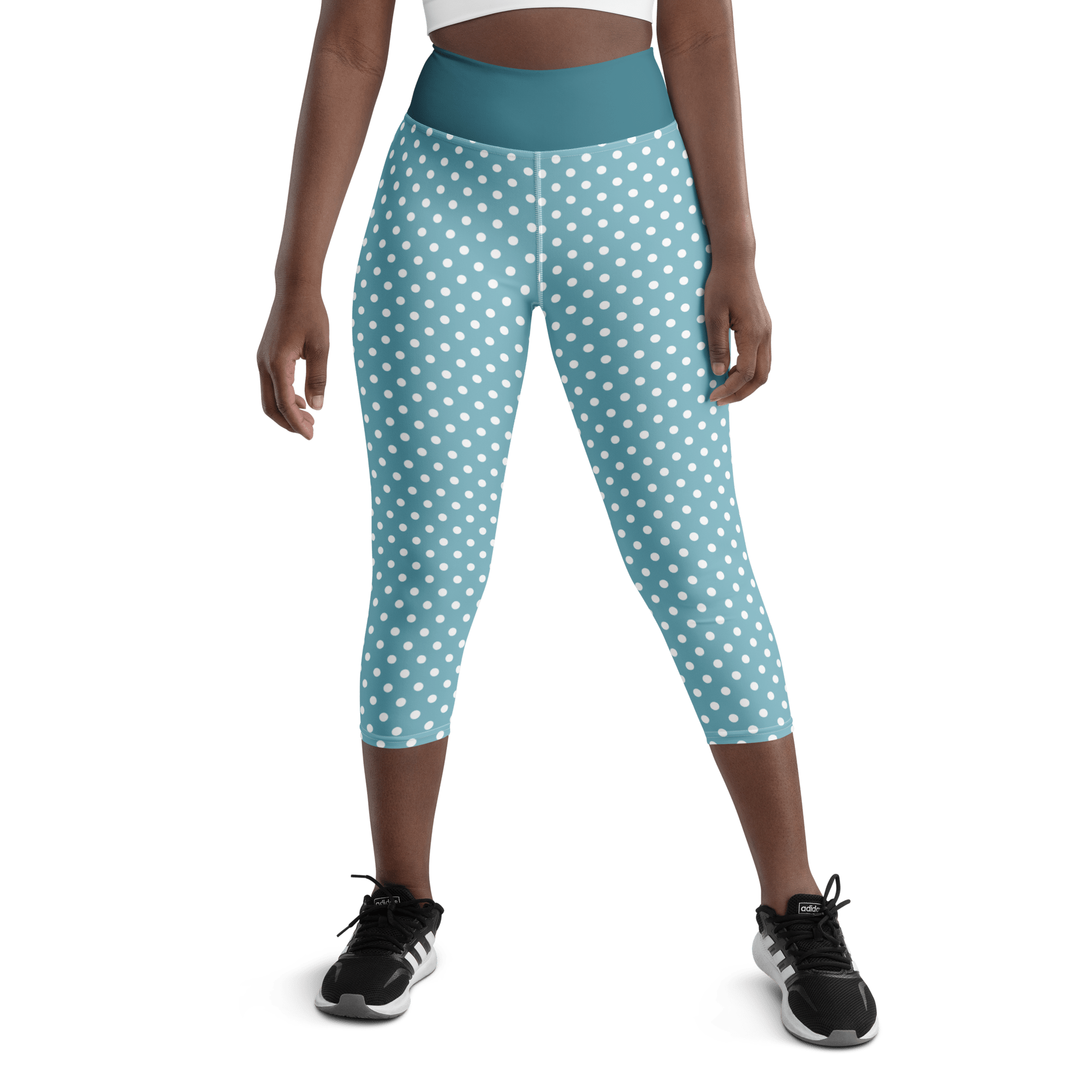 Jolly & Goode Yoga Leggings XS Light Blue Polkadot Yoga Leggings | Capri Cheeky British Style