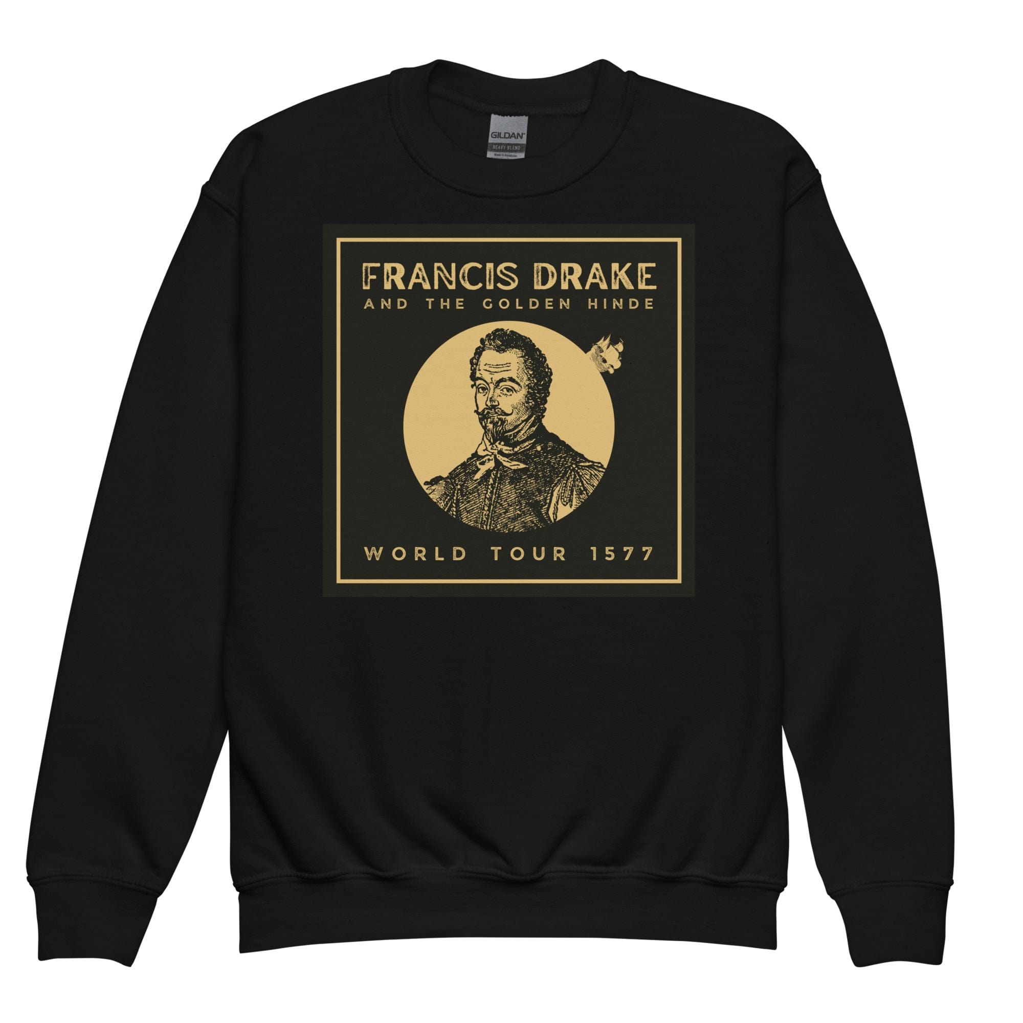 Jolly & Goode youth sweatshirts Black / XS Francis Drake and The Golden Hinde | Youth Sweatshirt Cheeky British Style