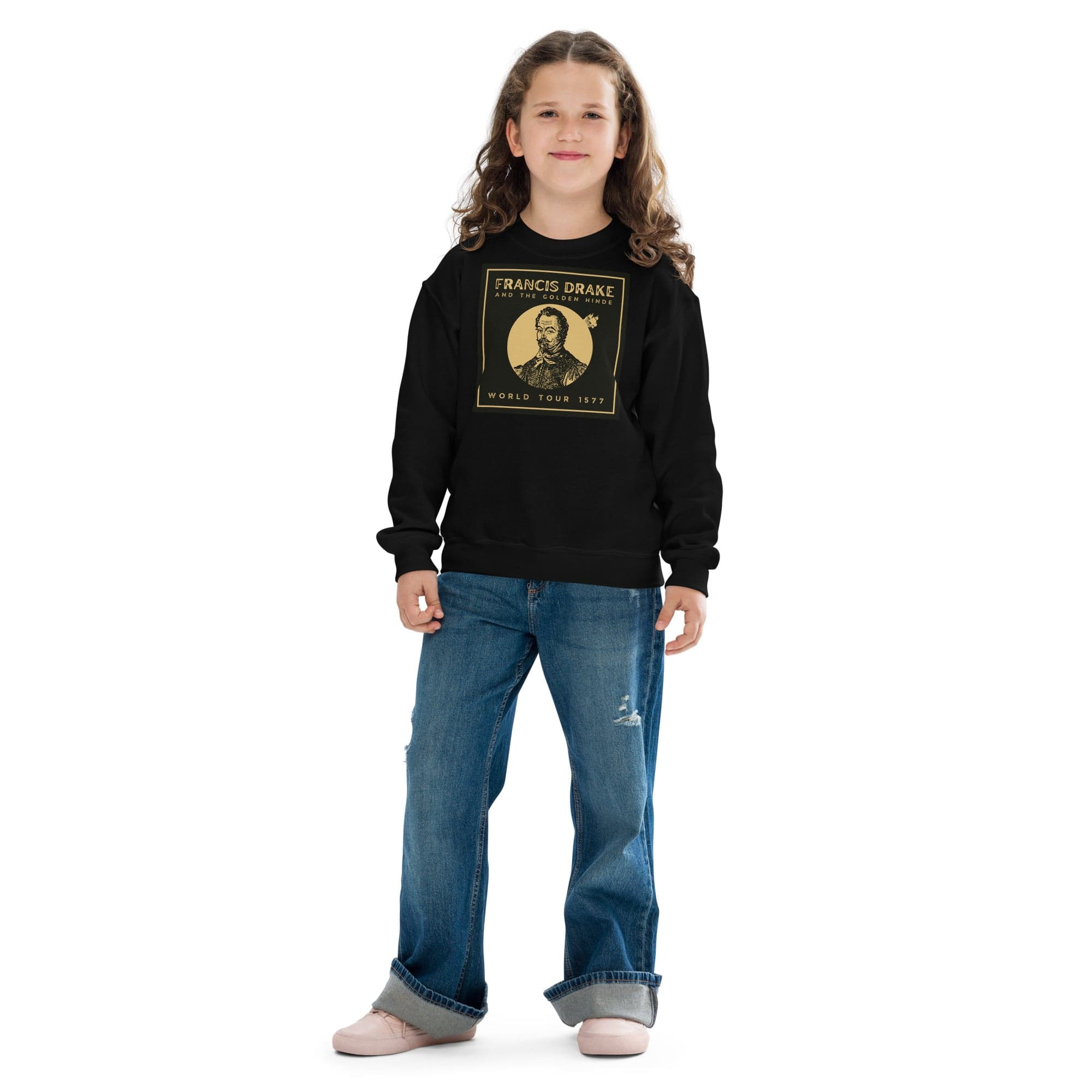 Jolly & Goode youth sweatshirts Francis Drake and The Golden Hinde | Youth Sweatshirt Cheeky British Style