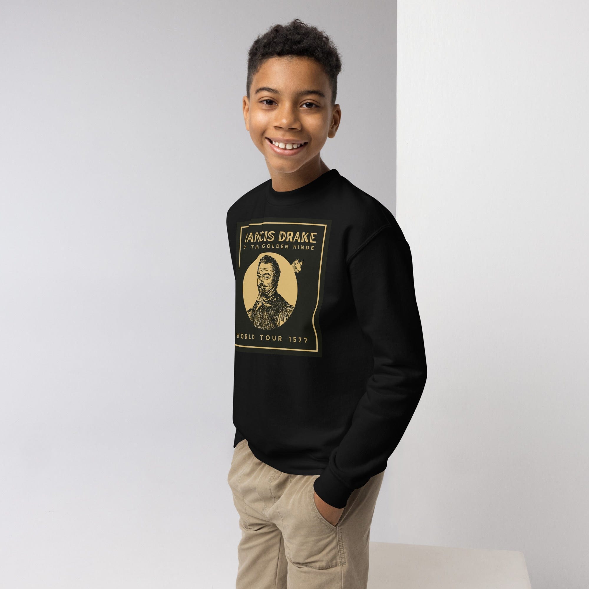 Jolly & Goode youth sweatshirts Francis Drake and The Golden Hinde | Youth Sweatshirt Cheeky British Style