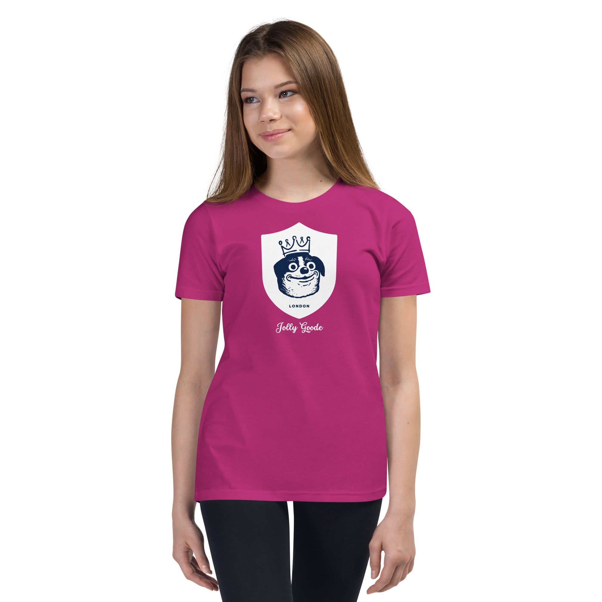 Jolly & Goode Youth T-shirts Berry / S Jolly Goode London Crowned Dog Shield Youth Tee Cheeky British Style