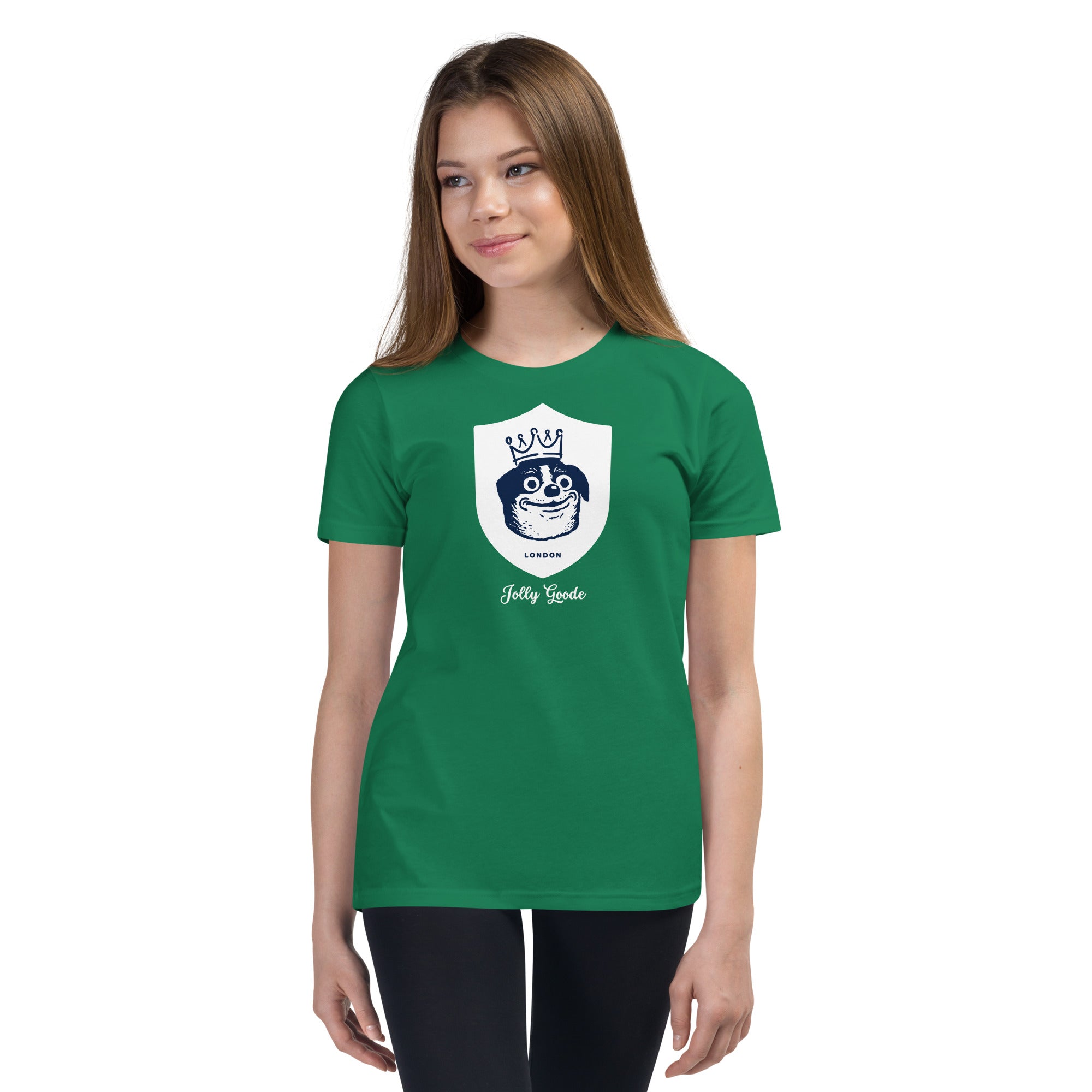 Jolly & Goode Youth T-shirts Kelly / S Jolly Goode London Crowned Dog Shield Youth Tee Cheeky British Style