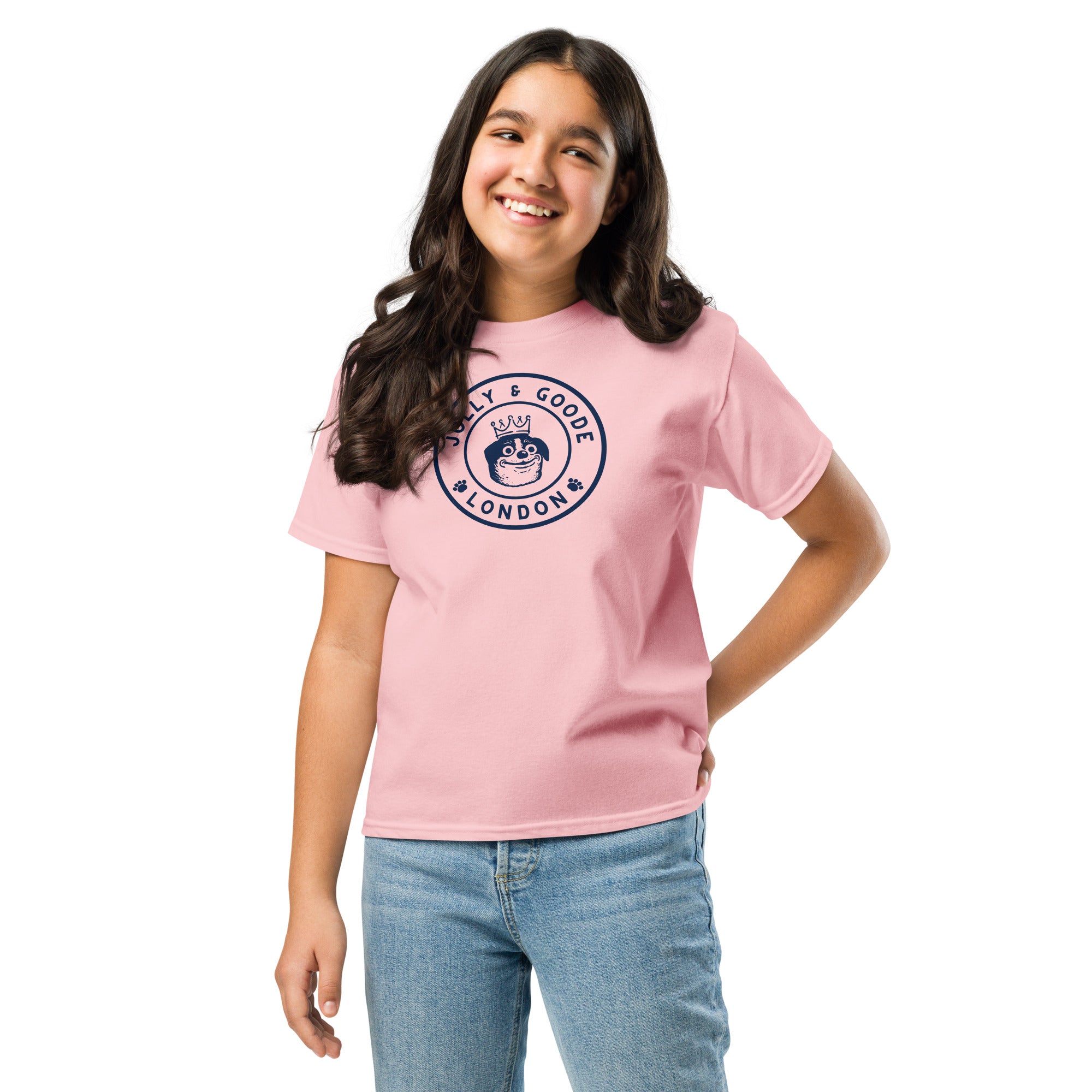 Jolly & Goode Youth T-shirts Light Pink / XS Jolly & Goode Crowned Dog Youth Tee Cheeky British Style