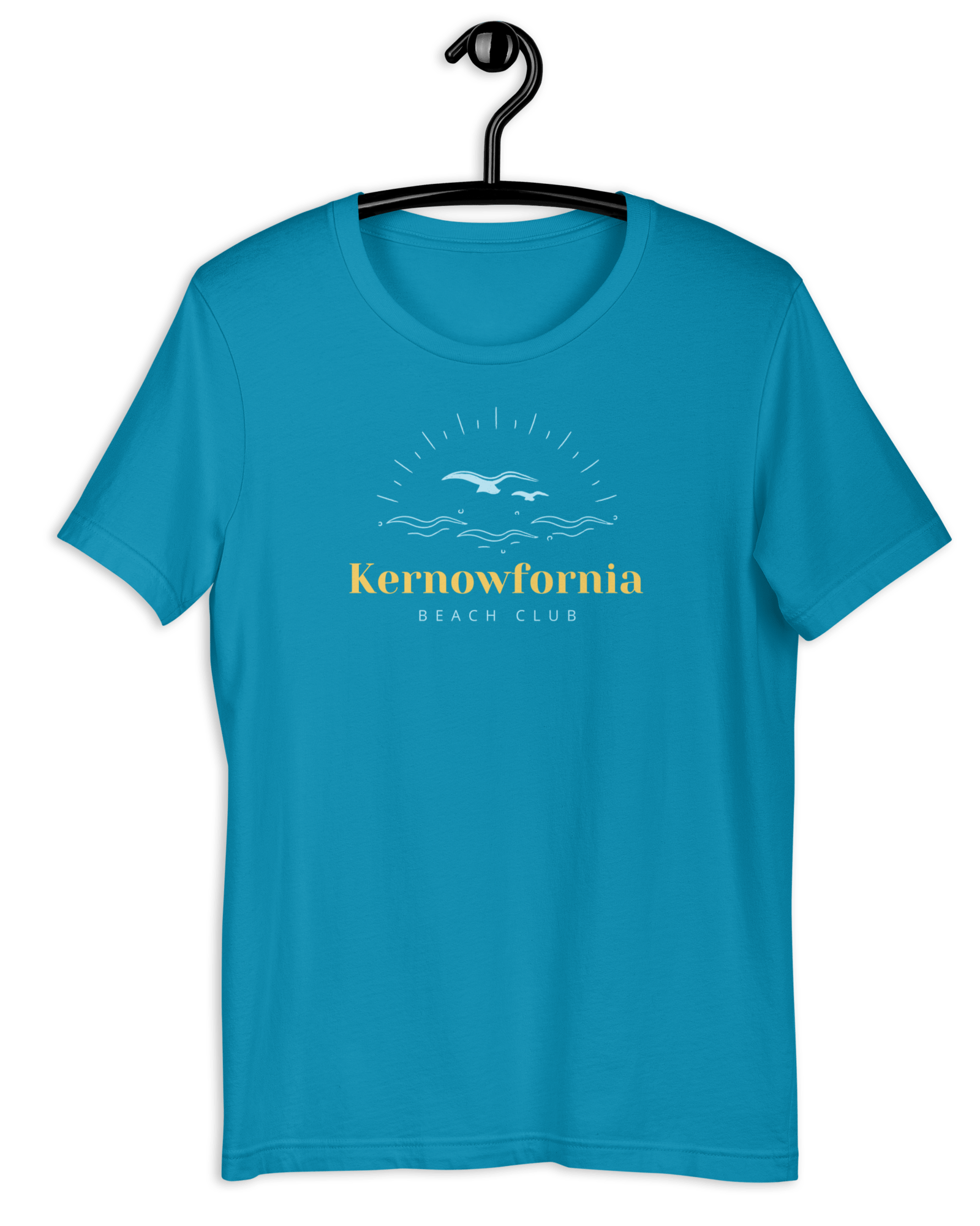 Kernowfornia Beach Club T-shirt | Organic Cotton Aqua / S Shirts & Tops Jolly & Goode