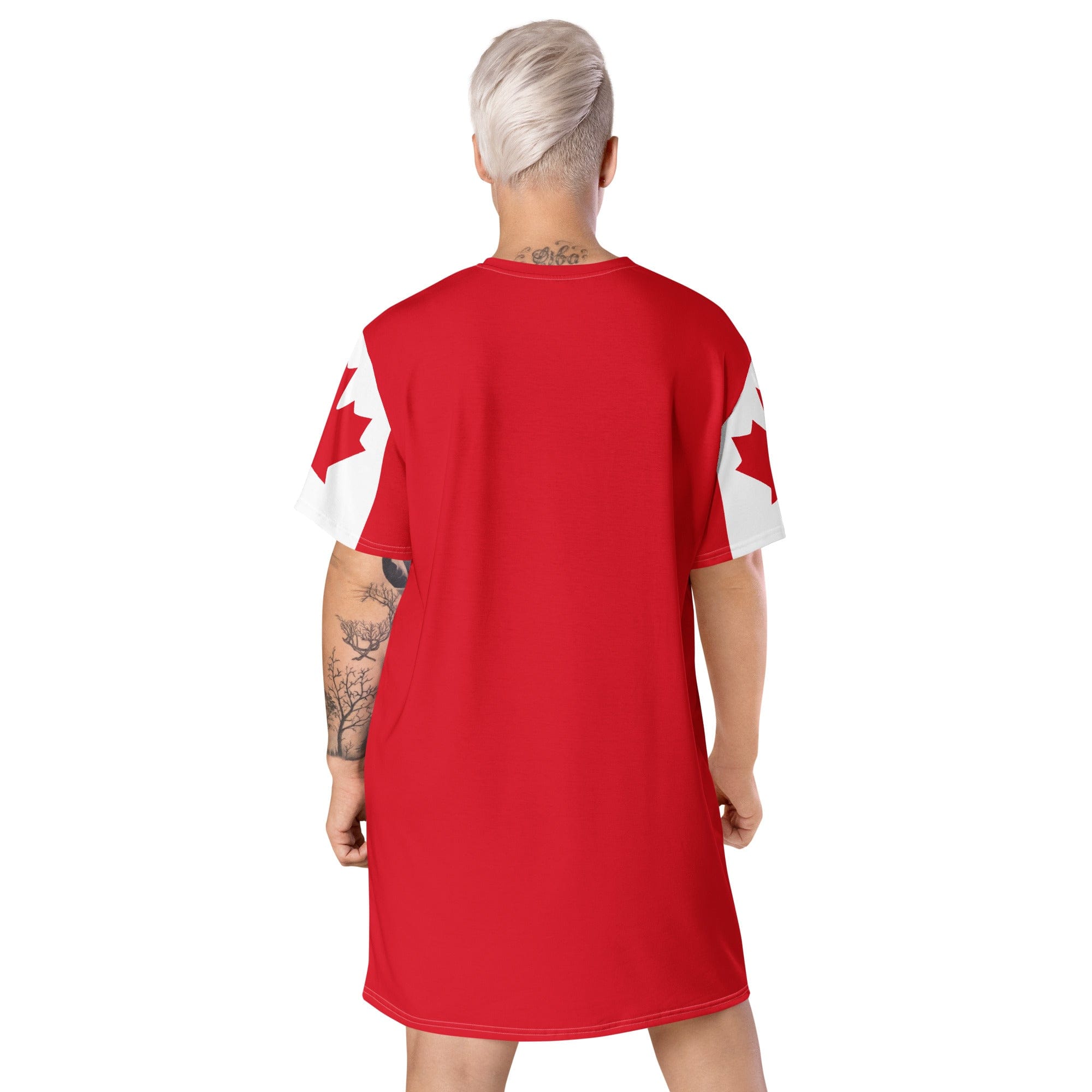 Oh Canada T-shirt Dress | Canadian Flag Dress | Canadian Flag Sleeves T-shirt Dress Jolly & Goode