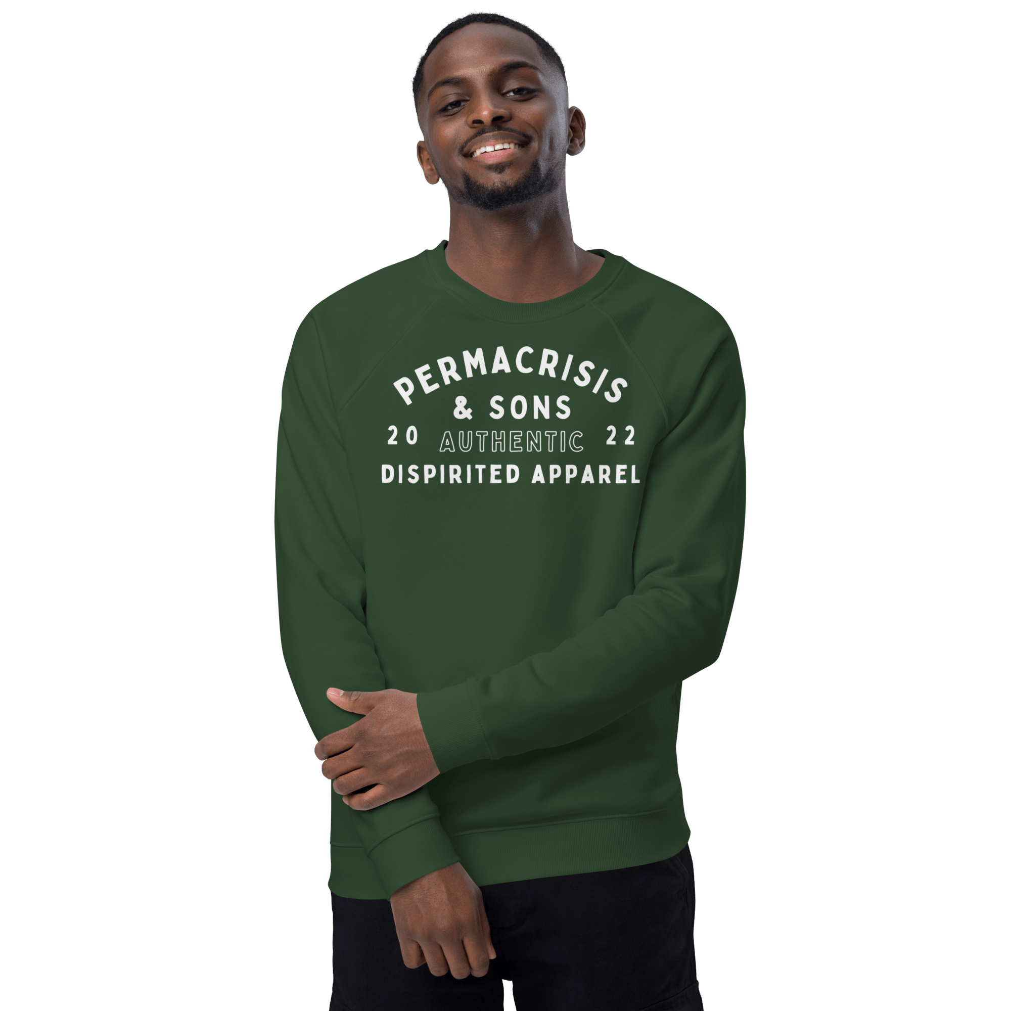 Permacrisis & Sons Organic Raglan Sweatshirt Bottle green / XS Jolly & Goode