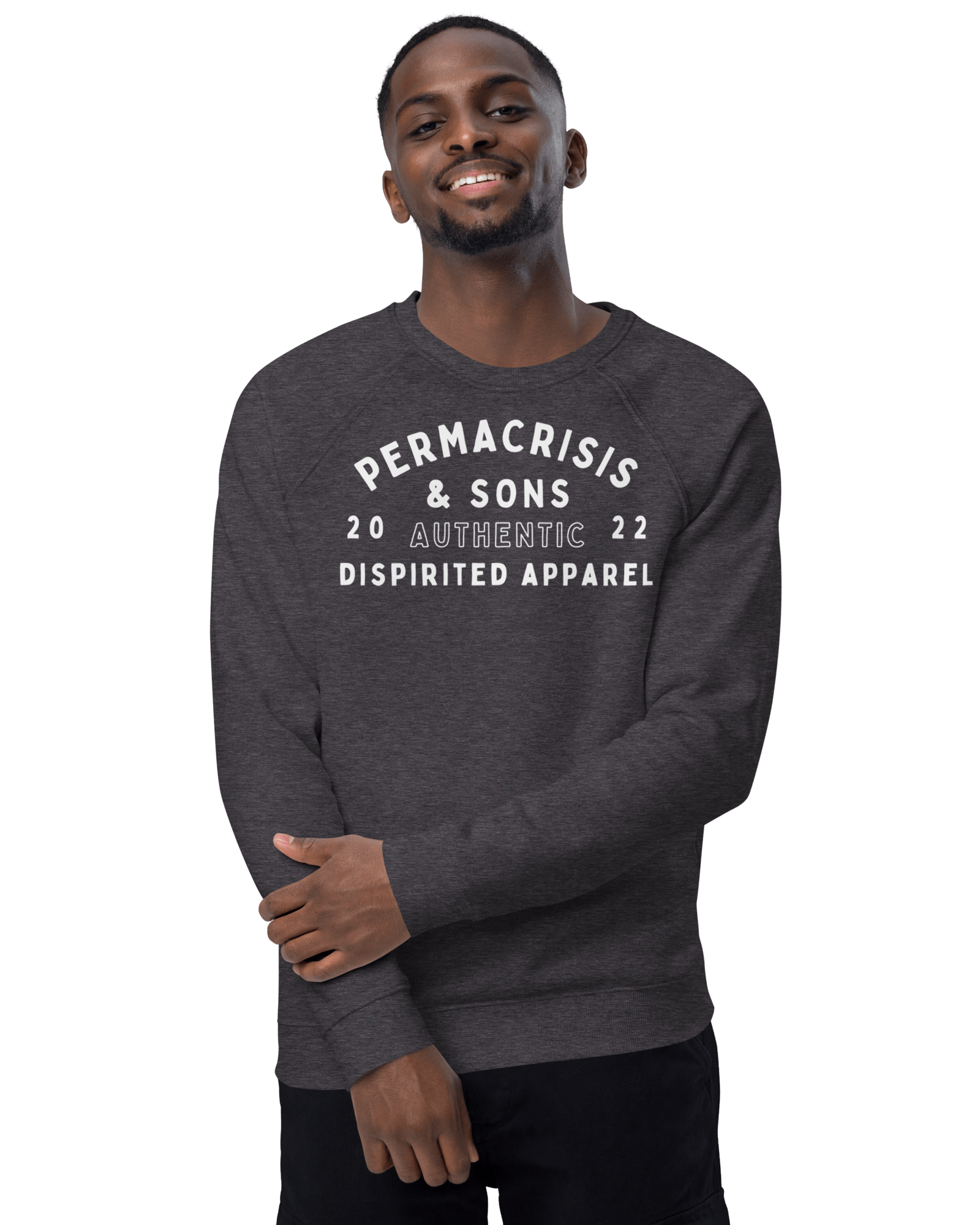 Permacrisis & Sons Organic Raglan Sweatshirt Charcoal Melange / XS Jolly & Goode