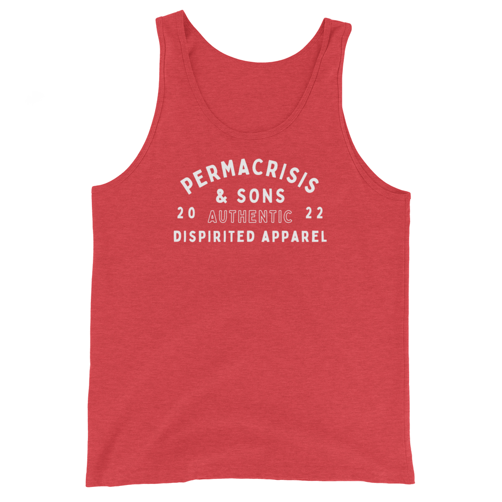 Permacrisis & Sons Vest | Tank Top | Unisex Fit Red Triblend / XS Vest Jolly & Goode