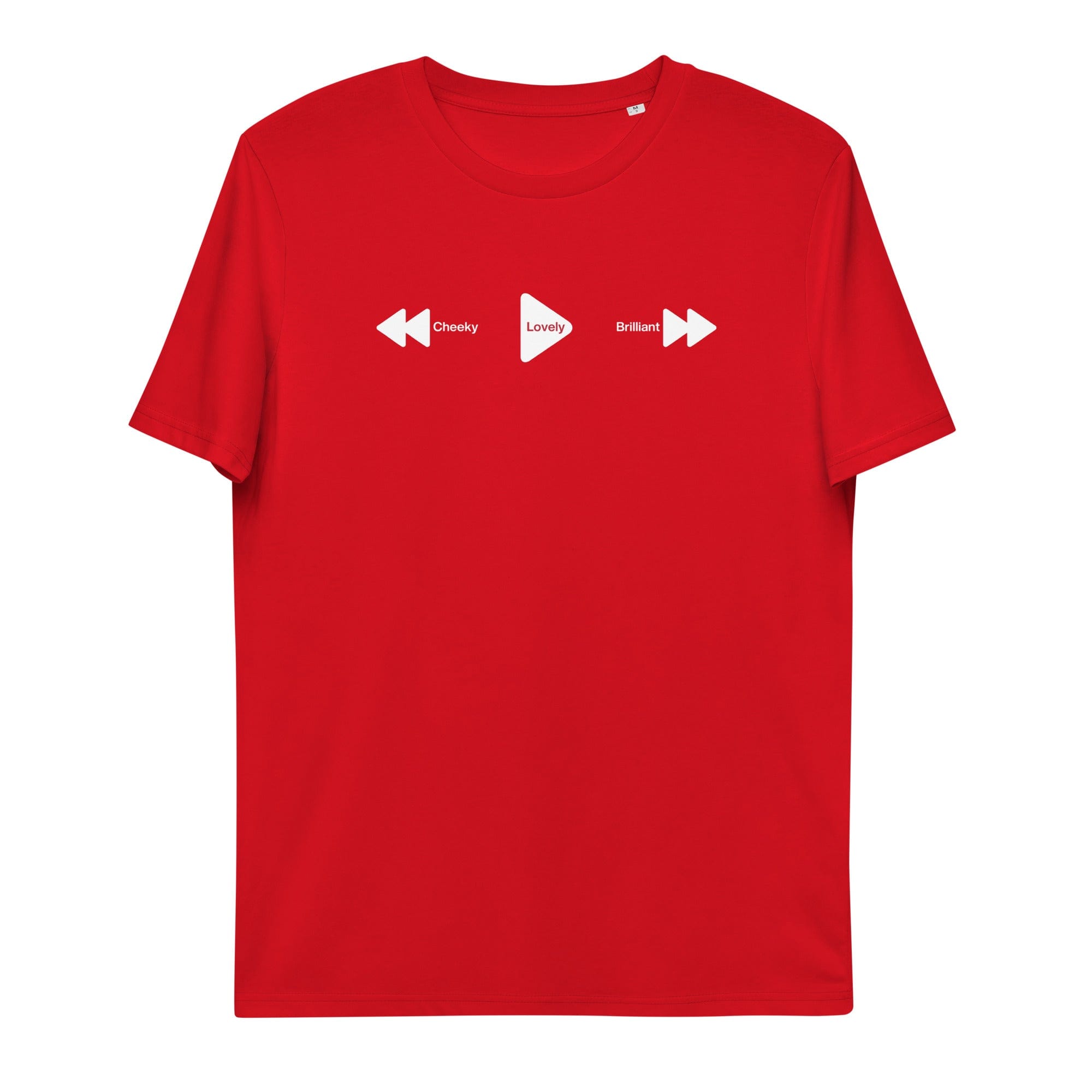 Play RWD FWD T-shirt | Cheeky Lovely Brilliant | J&G | Organic Cotton Red / S Shirts & Tops Jolly & Goode