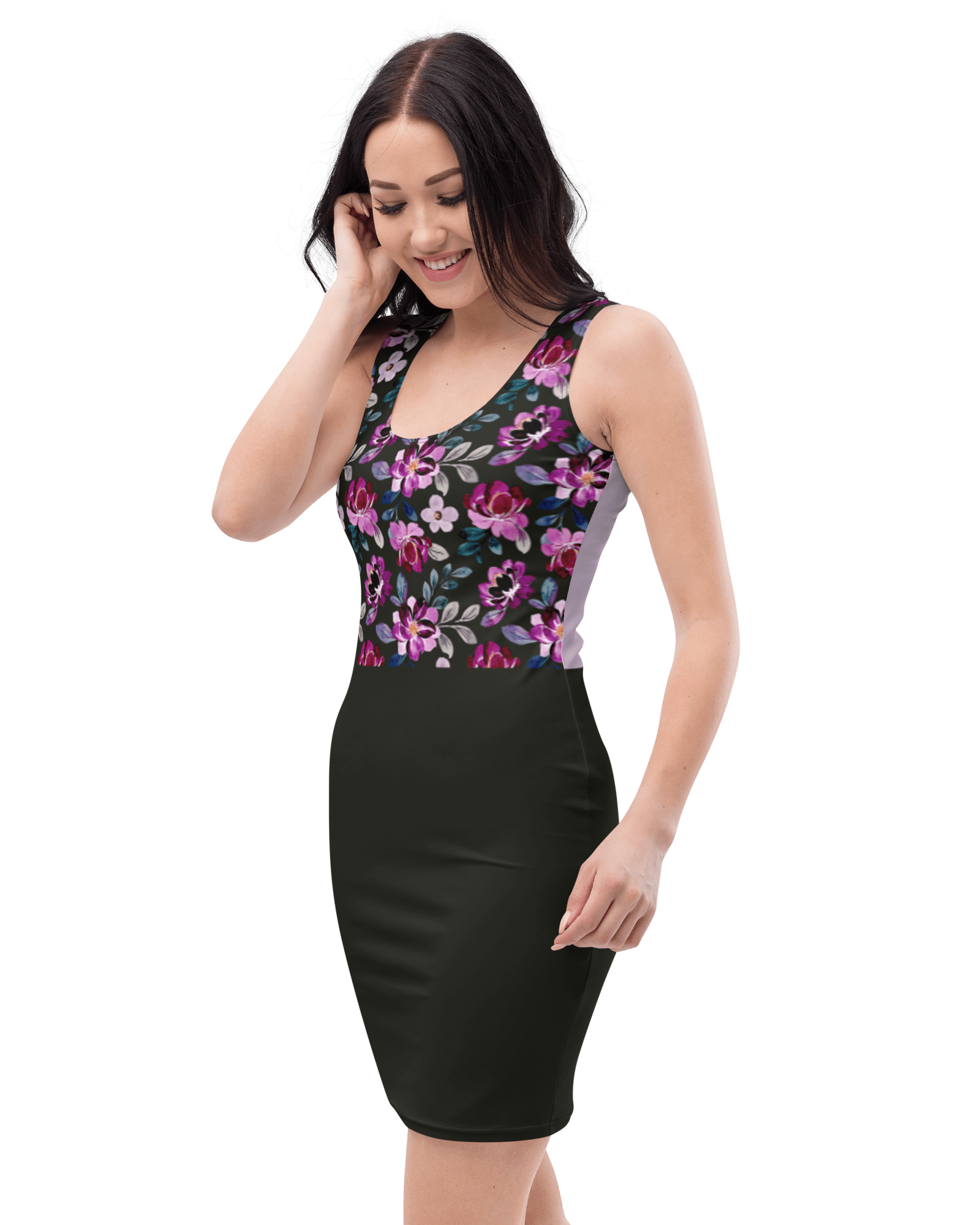 Purple Flowers | Fitted Dress Dresses Jolly & Goode