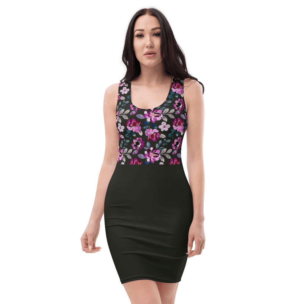 Purple Flowers | Fitted Dress XS Dresses Jolly & Goode
