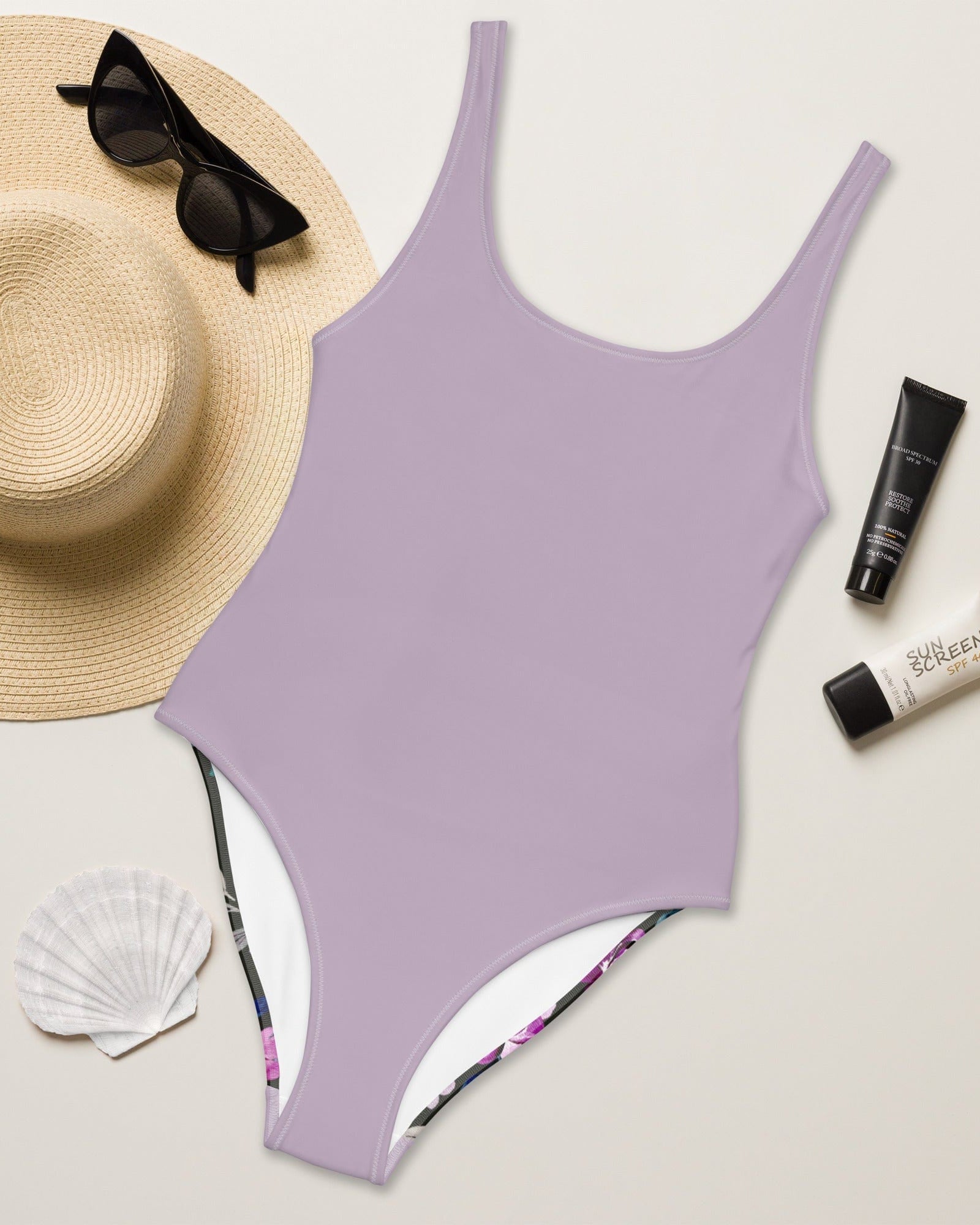 Purple Flowers | One-Piece Swimsuit XS Swimwear Jolly & Goode