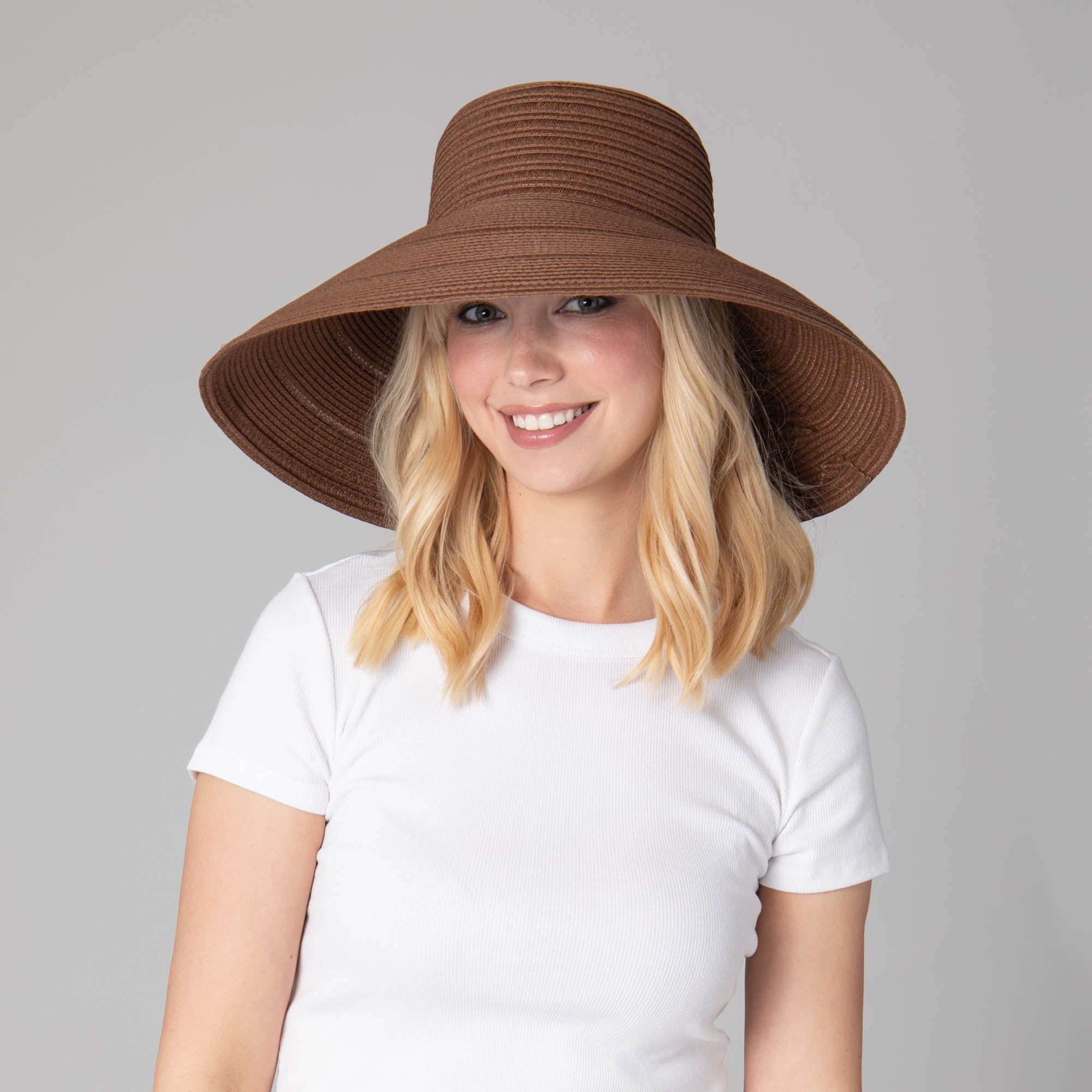 San Diego Hat Company Sun Brim Hats Brown Women's 6-way Round Crown Sun Hat Cheeky British Style