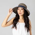 San Diego Hat Company Sun Brim Hats Navy / ONE SIZE Women's Contrasting Edged Sun Brim Hat with Back Bow Cheeky British Style
