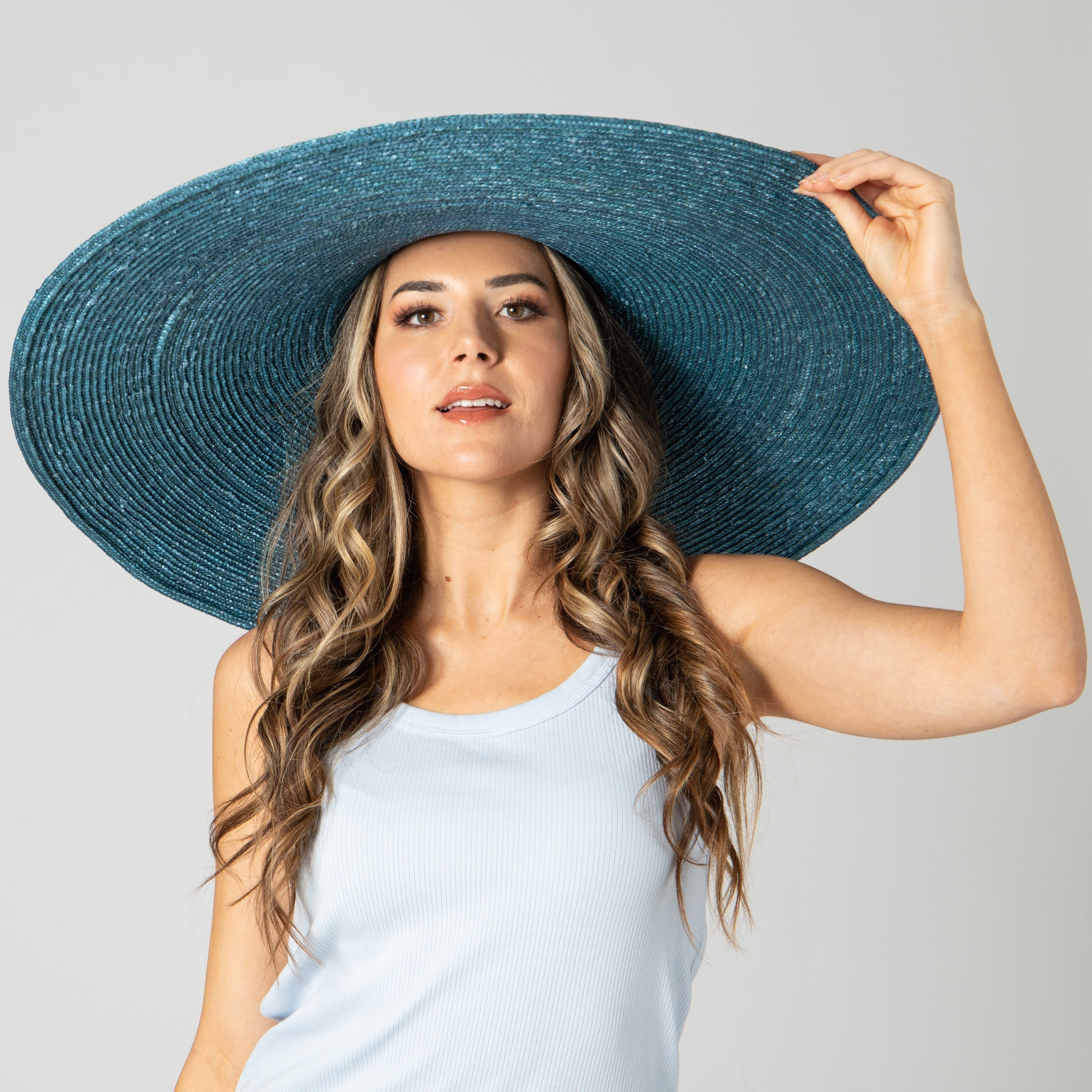 San Diego Hat Company Sun Brim Hats Teal On Holiday - Oversized Wide Brim Sun Hat Cheeky British Style