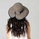 San Diego Hat Company Sun Brim Hats Women's Contrasting Edged Sun Brim Hat with Back Bow Cheeky British Style