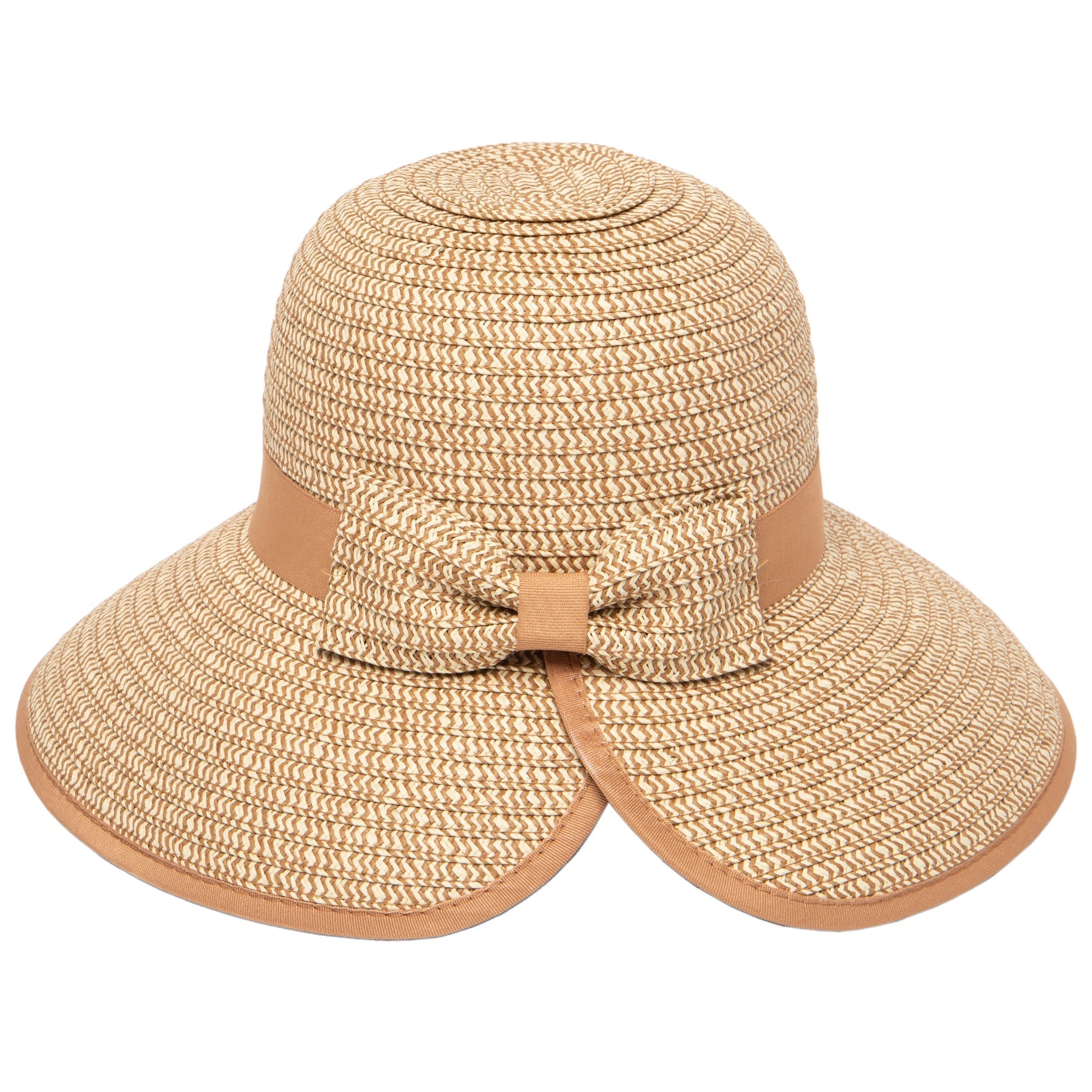 San Diego Hat Company Sun Brim Hats Women's Contrasting Edged Sun Brim Hat with Back Bow Cheeky British Style
