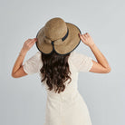 San Diego Hat Company Sun Brim Hats Women's Contrasting Edged Sun Brim Hat with Back Bow Cheeky British Style
