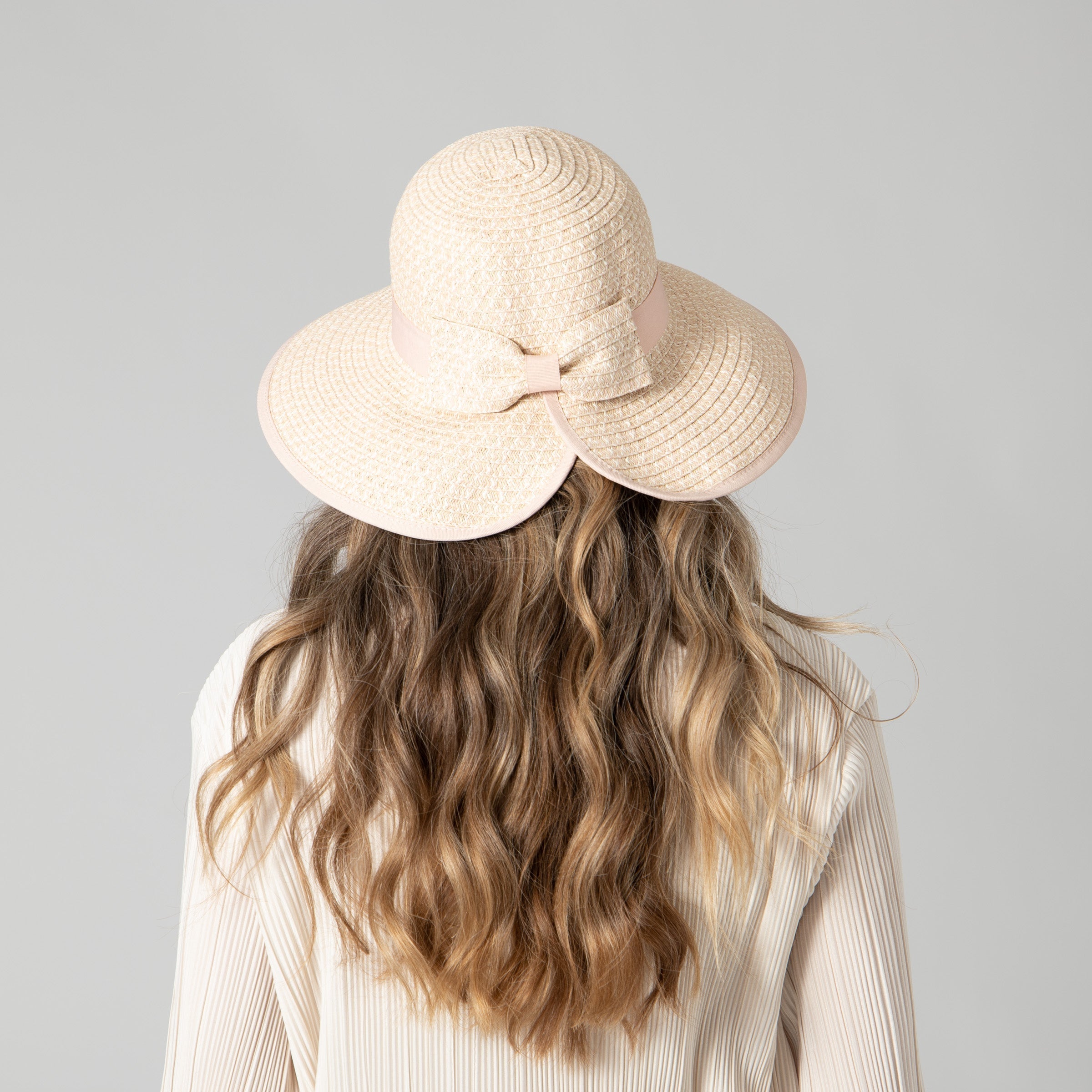 San Diego Hat Company Sun Brim Hats Women's Contrasting Edged Sun Brim Hat with Back Bow Cheeky British Style