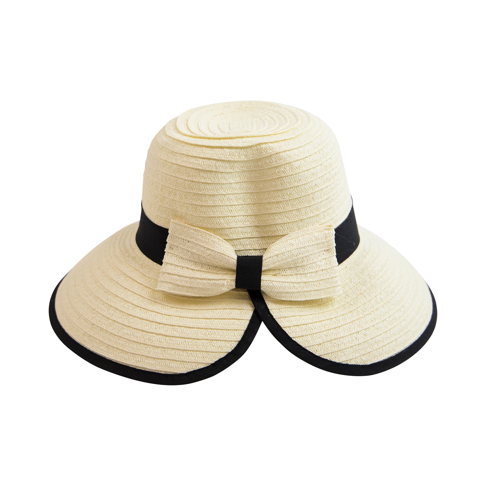 San Diego Hat Company Sun Brim Hats Women's Contrasting Edged Sun Brim Hat with Back Bow Cheeky British Style