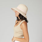 San Diego Hat Company Sun Brim Hats Women's Contrasting Edged Sun Brim Hat with Back Bow Cheeky British Style