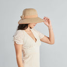 San Diego Hat Company Sun Brim Hats Women's Contrasting Edged Sun Brim Hat with Back Bow Cheeky British Style