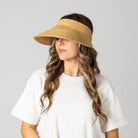 San Diego Hat Company Visor Natural Women's Ultrabraid Large Bill Visor Cheeky British Style