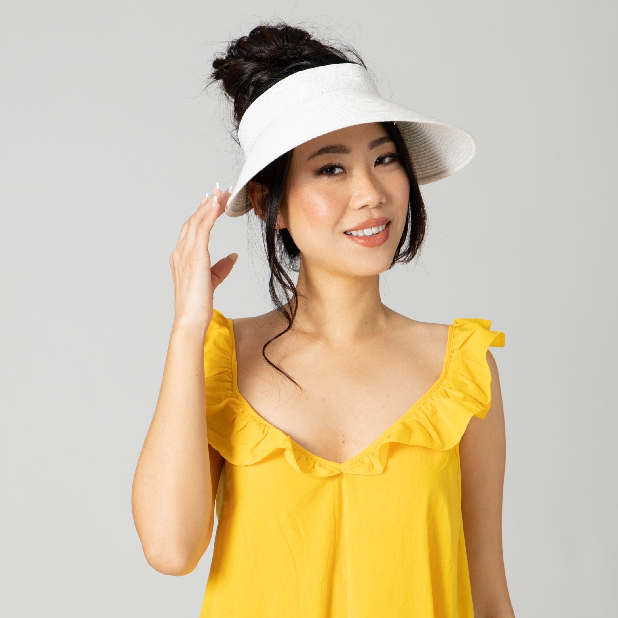 San Diego Hat Company Visor White Women's Ultrabraid Large Bill Visor Cheeky British Style