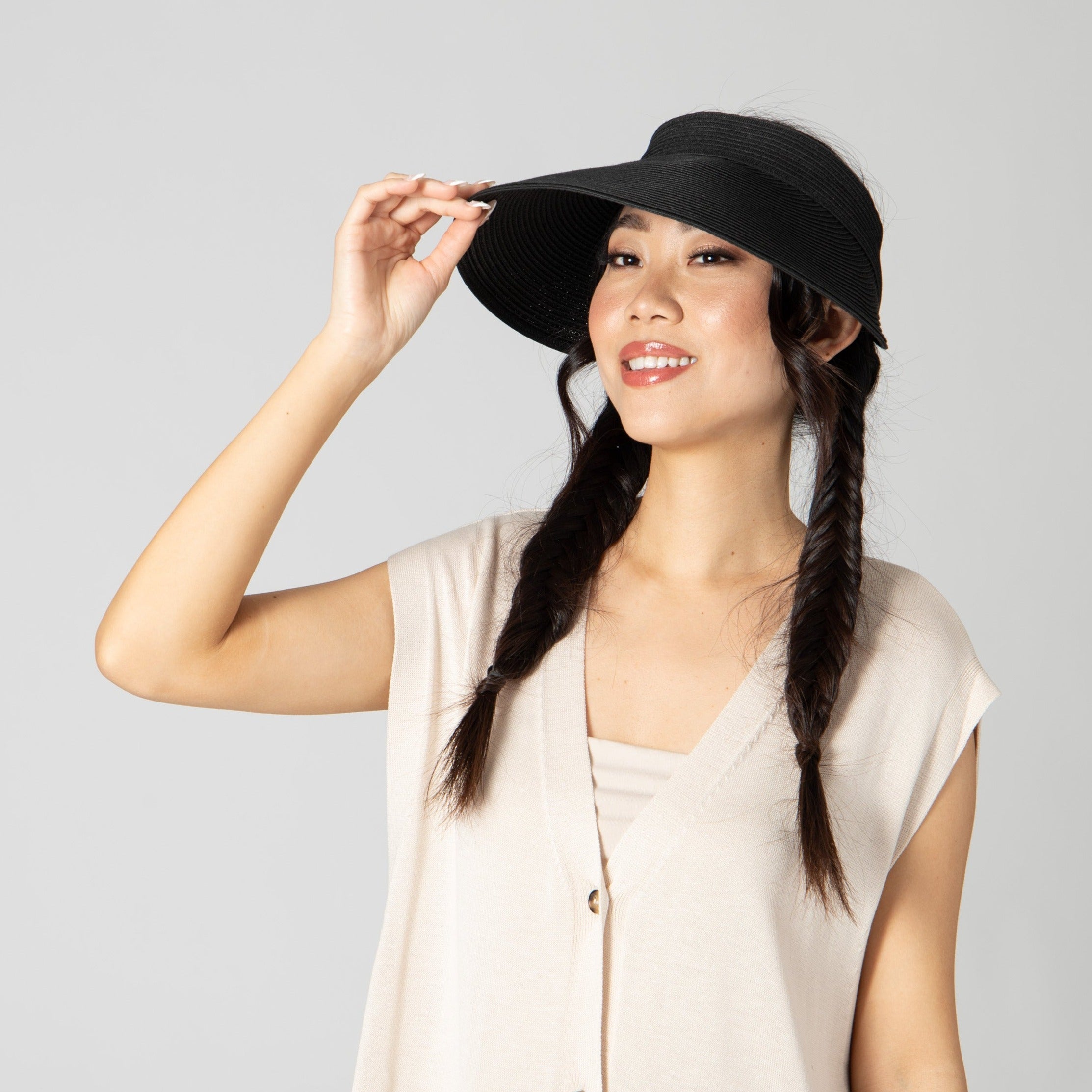 San Diego Hat Company Visor Women's Ultrabraid Large Bill Visor Cheeky British Style