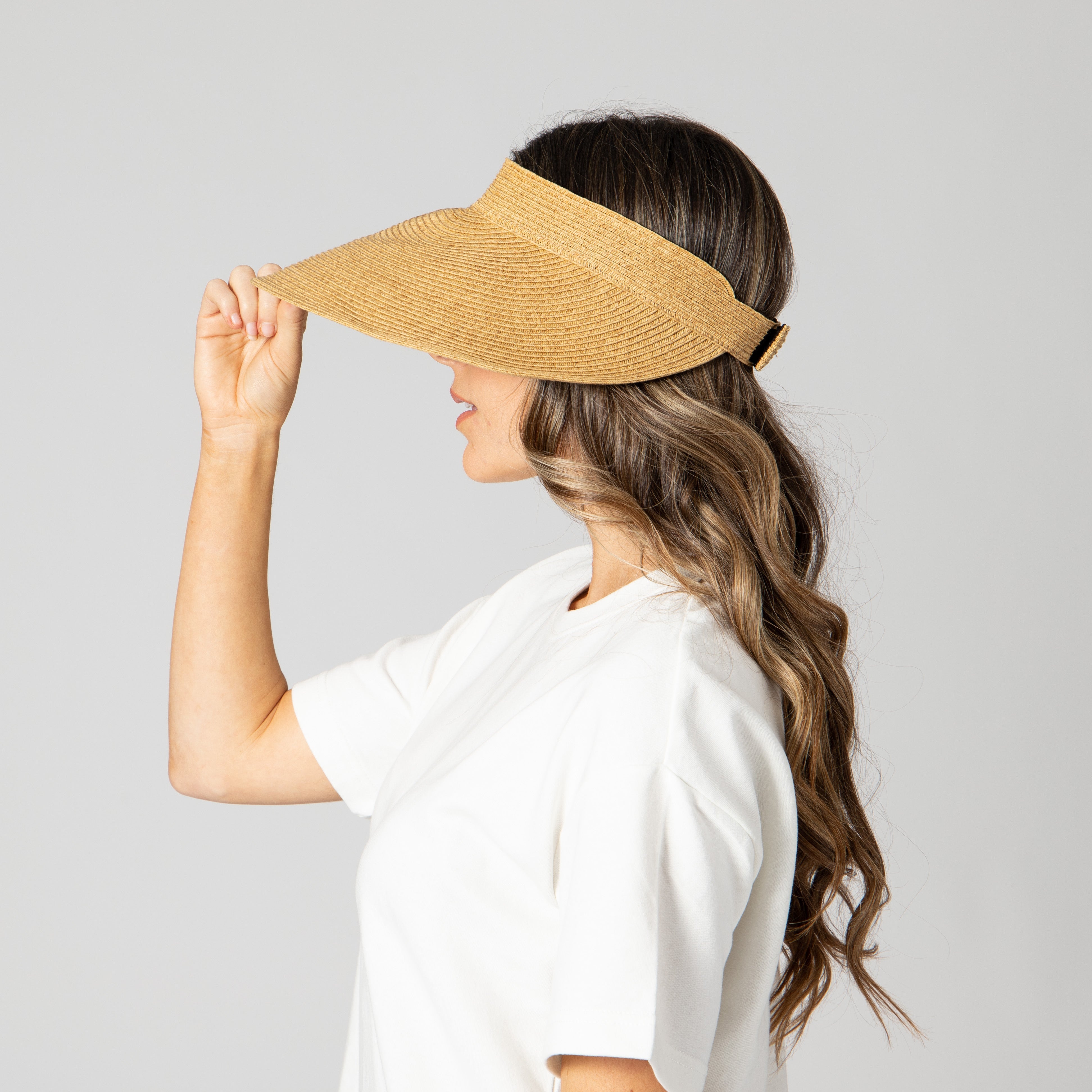 San Diego Hat Company Visor Women's Ultrabraid Large Bill Visor Cheeky British Style