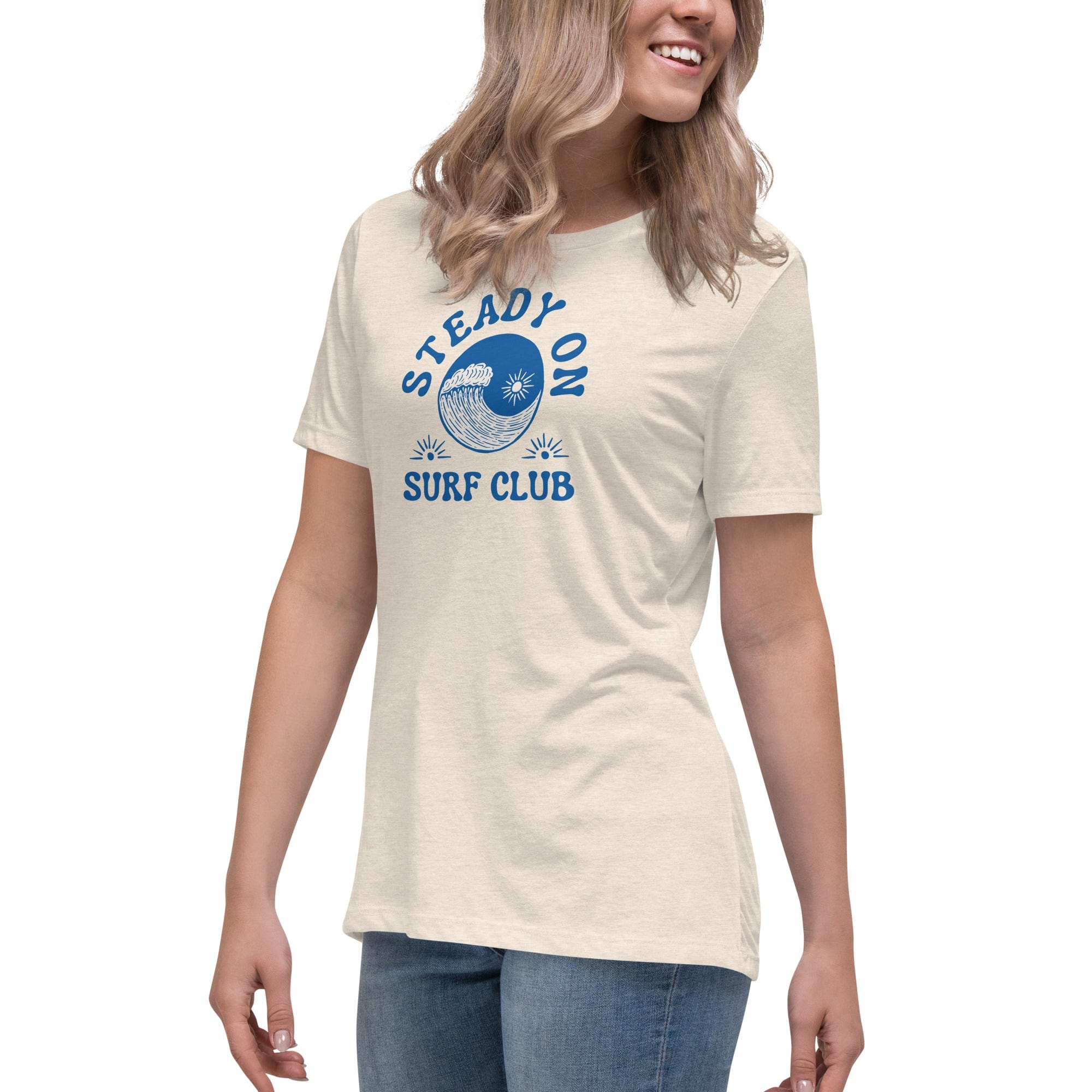 Stead On Surf Club | Wave & Sun | Women's Relaxed T-Shirt Shirts & Tops Jolly & Goode