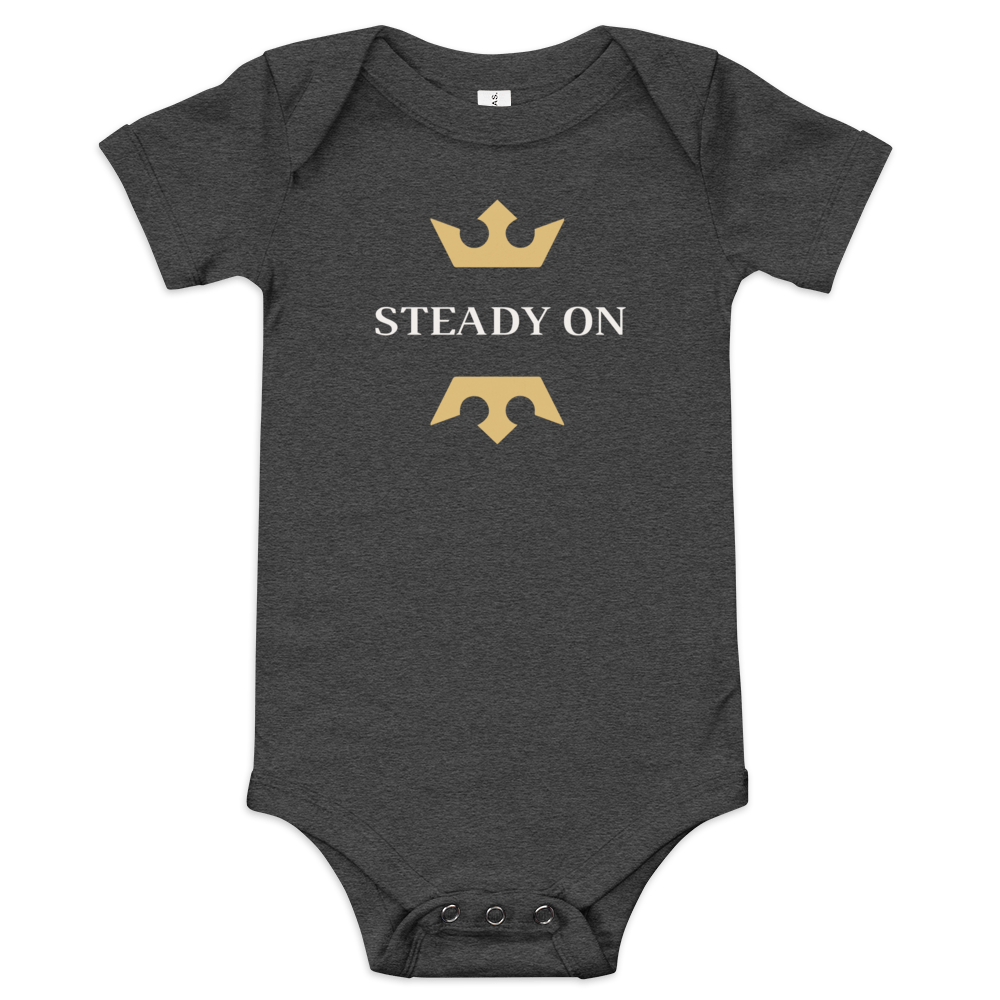 Steady On Onesie Dark Grey Heather / 3-6m Baby One-Pieces Jolly & Goode