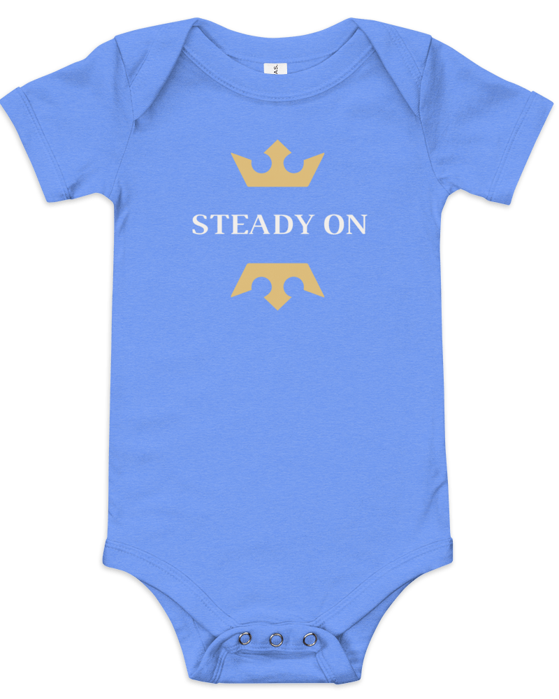Steady On Onesie Heather Columbia Blue / 3-6m Baby One-Pieces Jolly & Goode