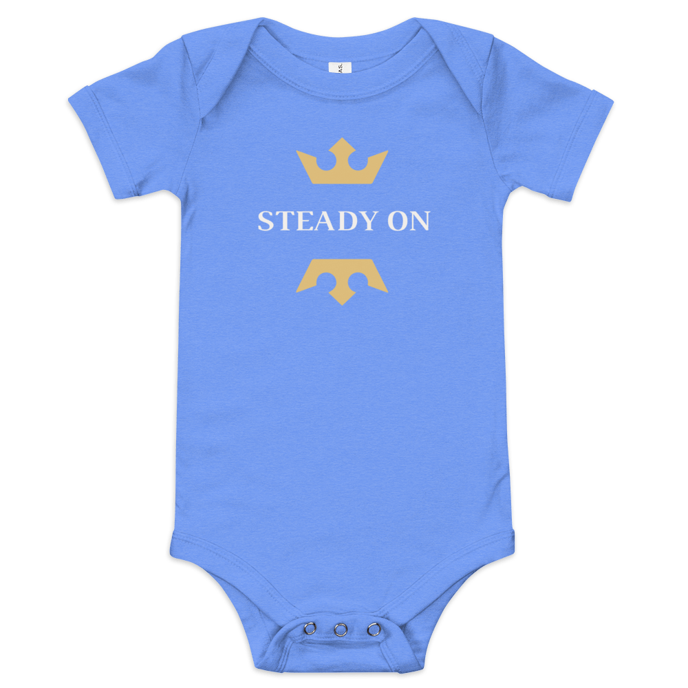 Steady On Onesie Heather Columbia Blue / 3-6m Baby One-Pieces Jolly & Goode