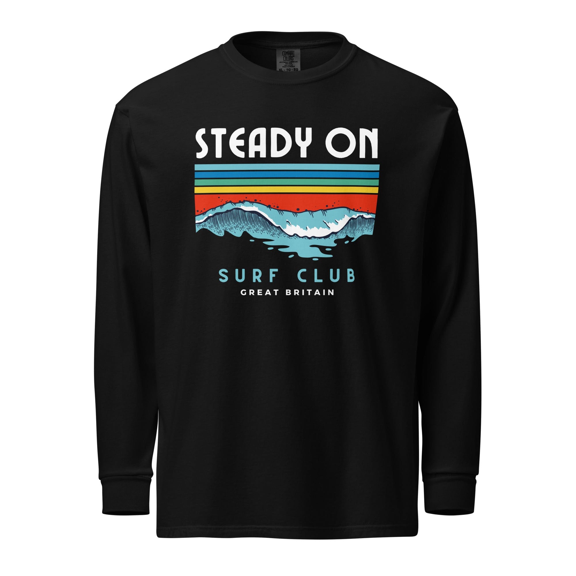Steady On Surf Club Great Britain | 70s Wave | Garment-dyed Heavyweight Long-sleeve Shirt.