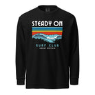 Steady On Surf Club Great Britain | 70s Wave | Garment-dyed Heavyweight Long-sleeve Shirt Black / S long sleeve shirts Jolly & Goode