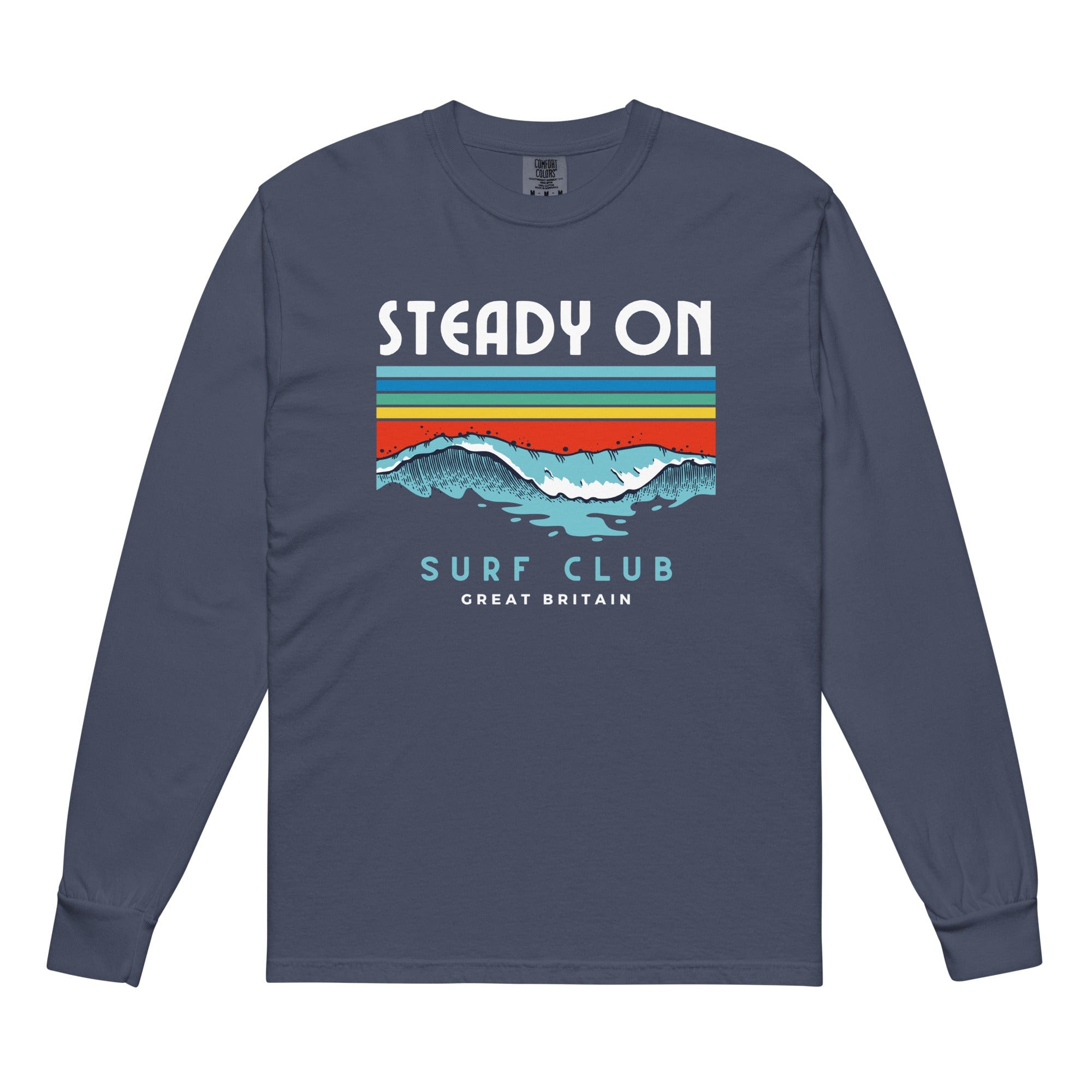 Steady On Surf Club Great Britain | 70s Wave | Garment-dyed Heavyweight Long-sleeve Shirt long sleeve shirts Jolly & Goode