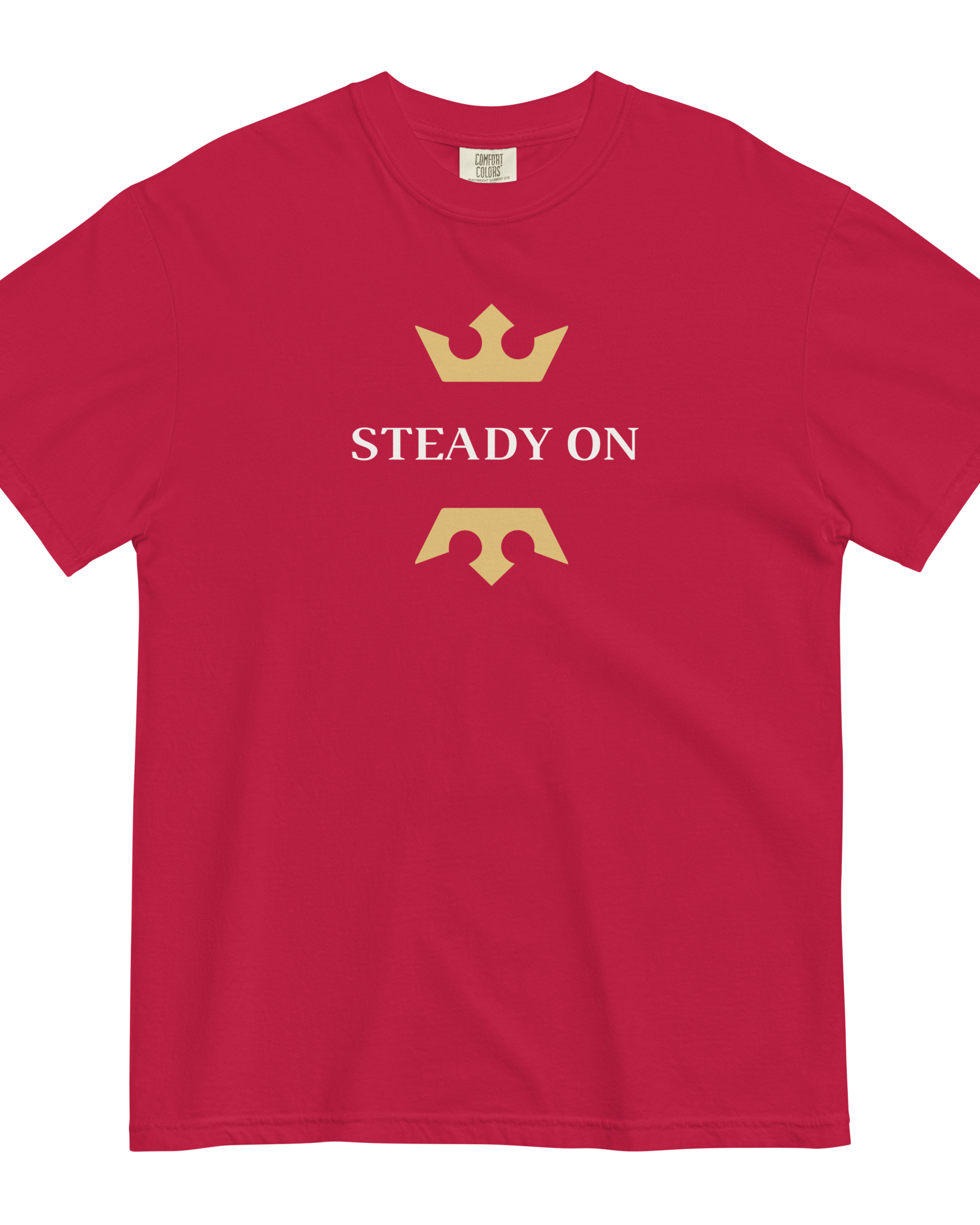 Steady On T-shirt | Garment-dyed Heavyweight Cotton Red / S Shirts & Tops Jolly & Goode