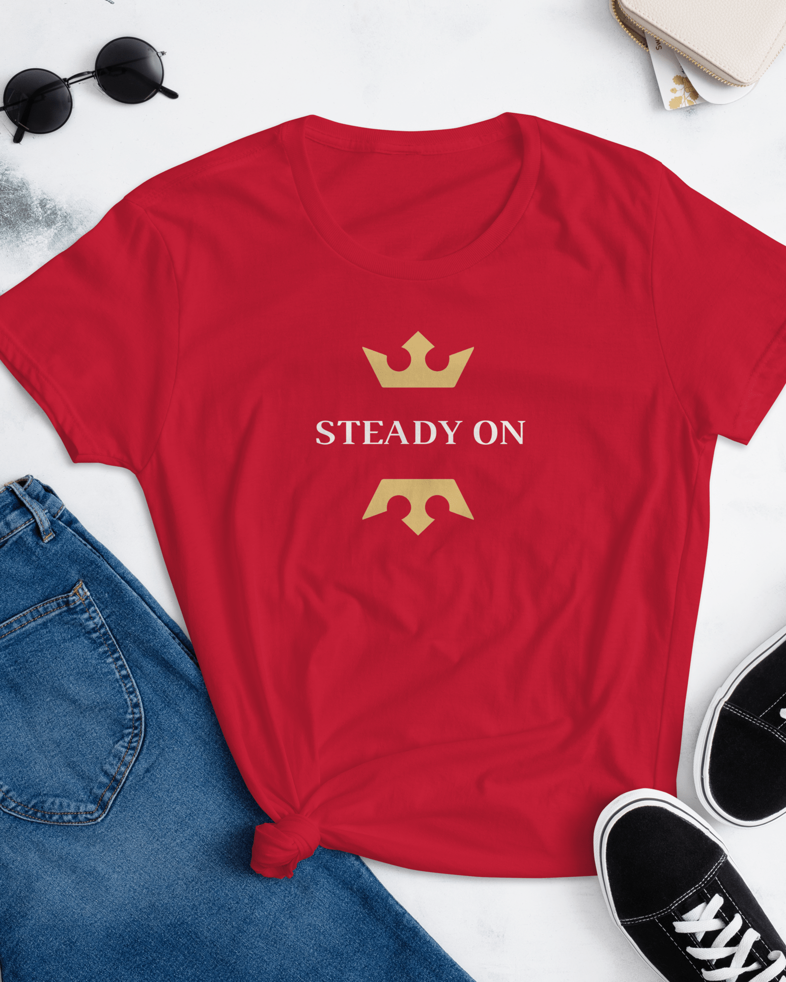 Steady On | Women's T-shirt True Red / S Women's Shirts Jolly & Goode
