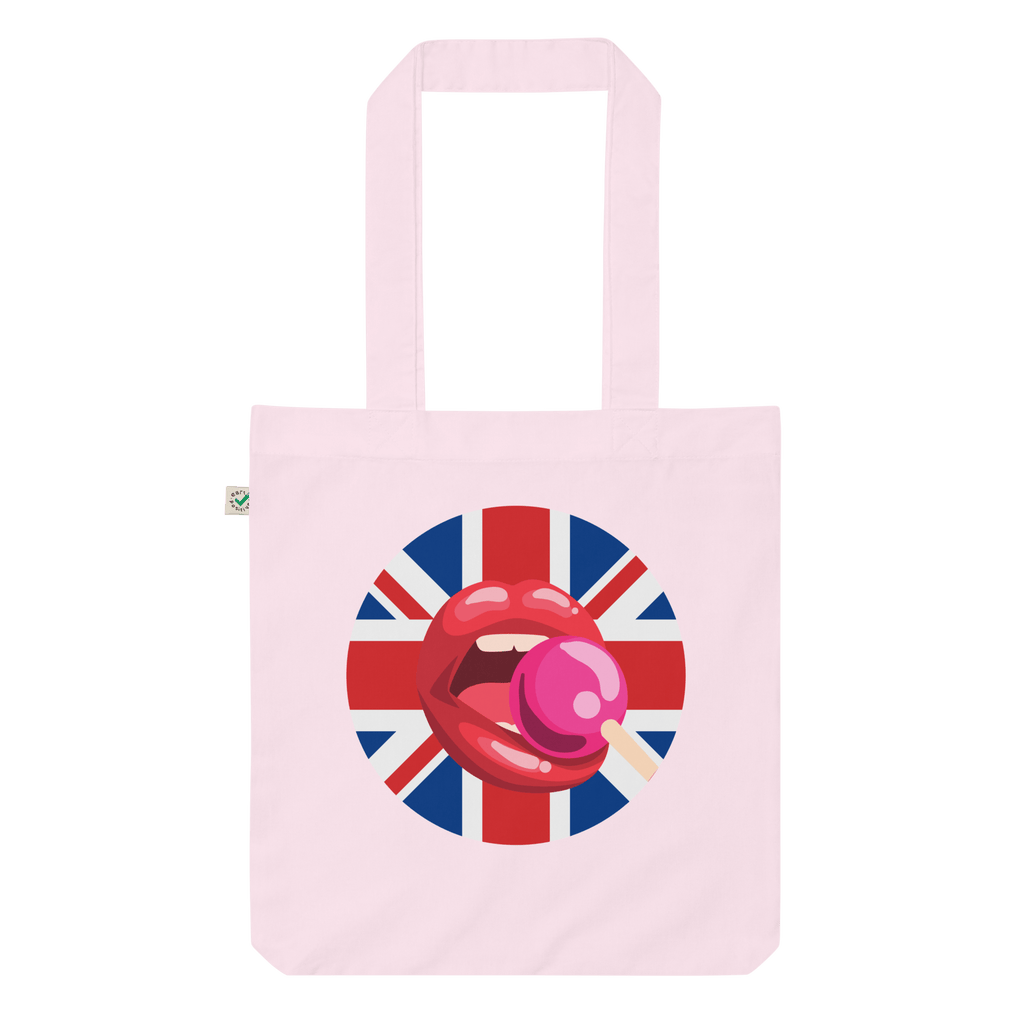 The British Tongue Tote Bag | Organic Cotton Candy Pink Tote Bag Jolly & Goode