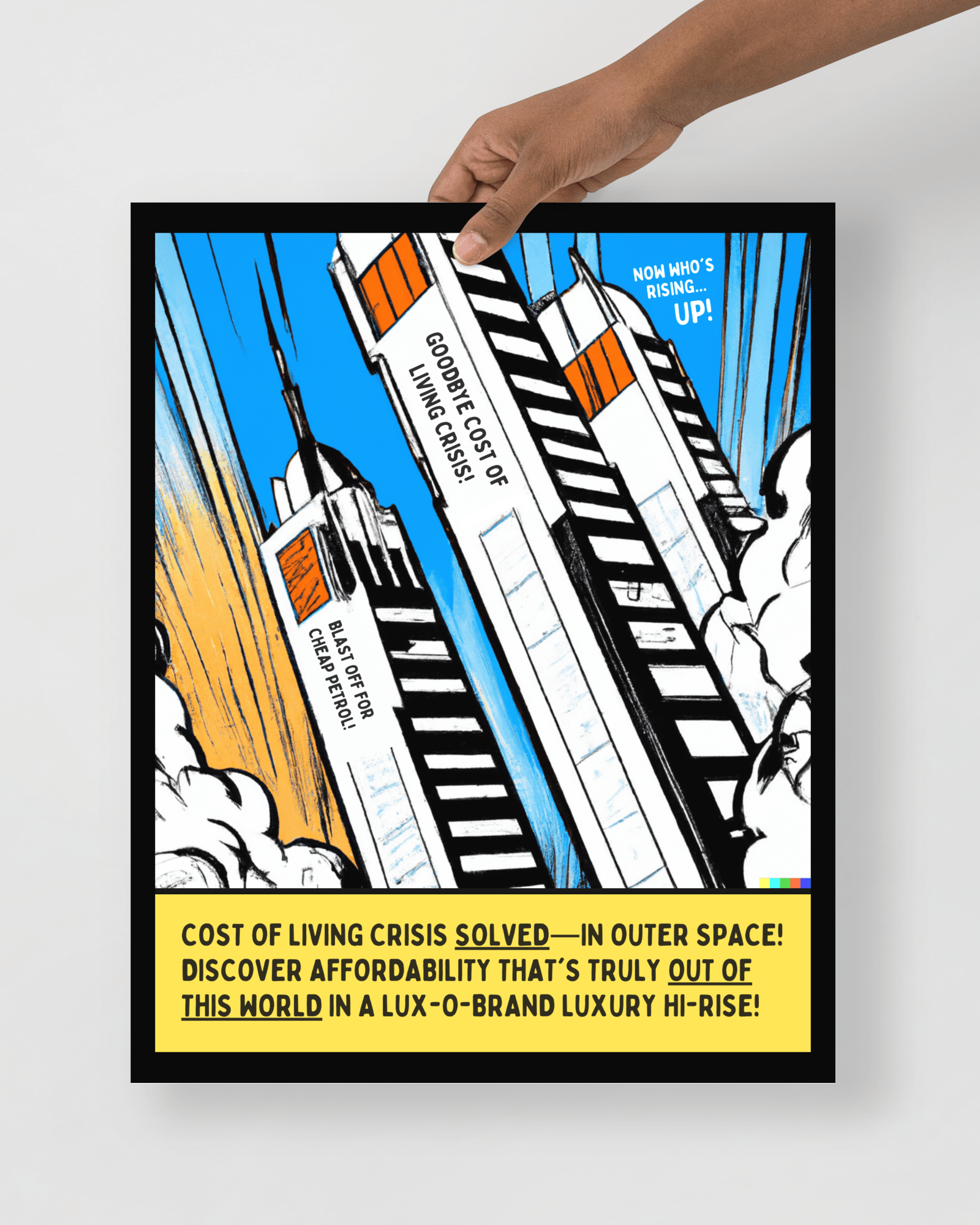 The Cost of Living Crisis Solved—in Outer Space! Poster 16″×20″ Posters, Prints, & Visual Artwork Jolly & Goode