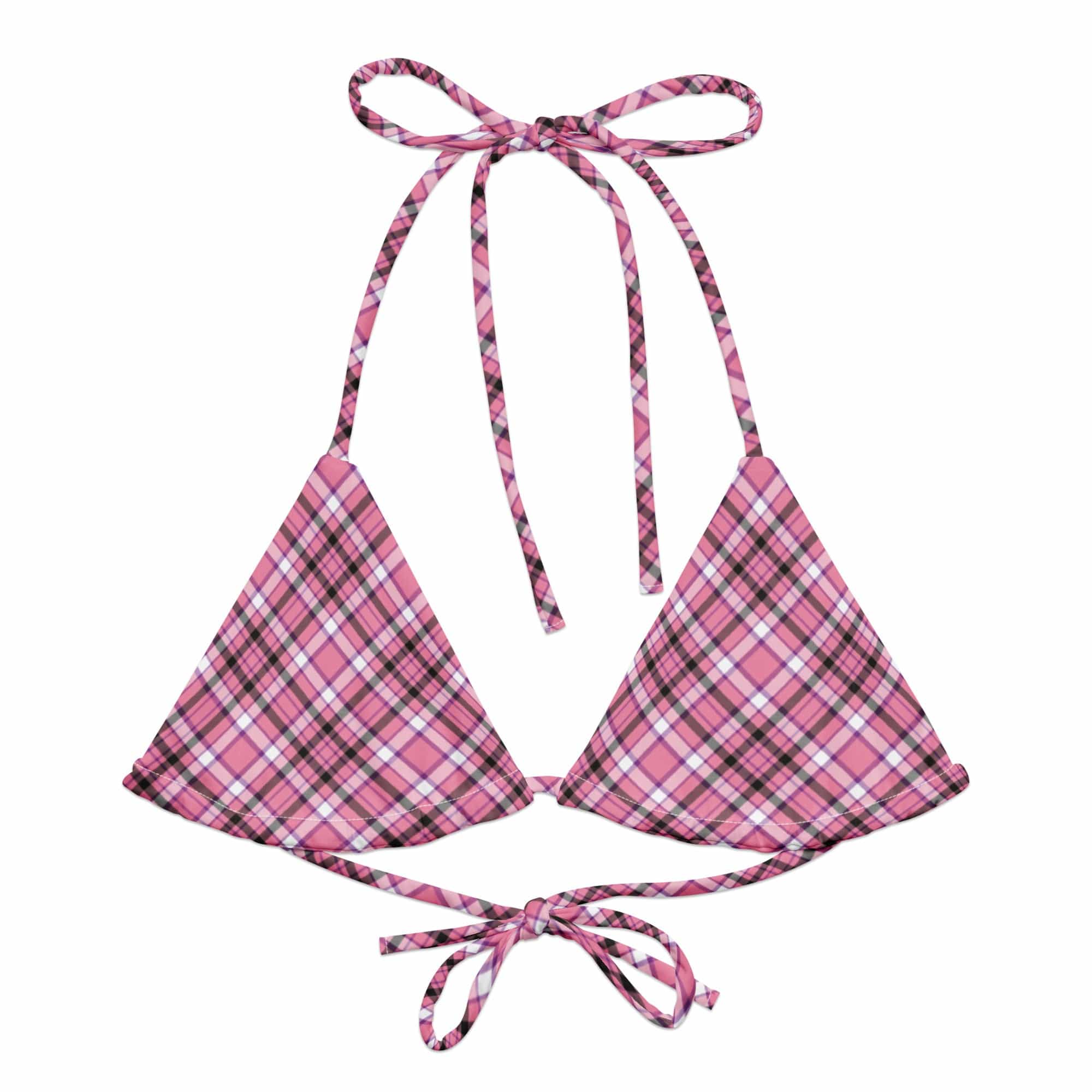 Tweedkini String Bikini Top | Pink & Black 2XS Bikini Top Jolly & Goode