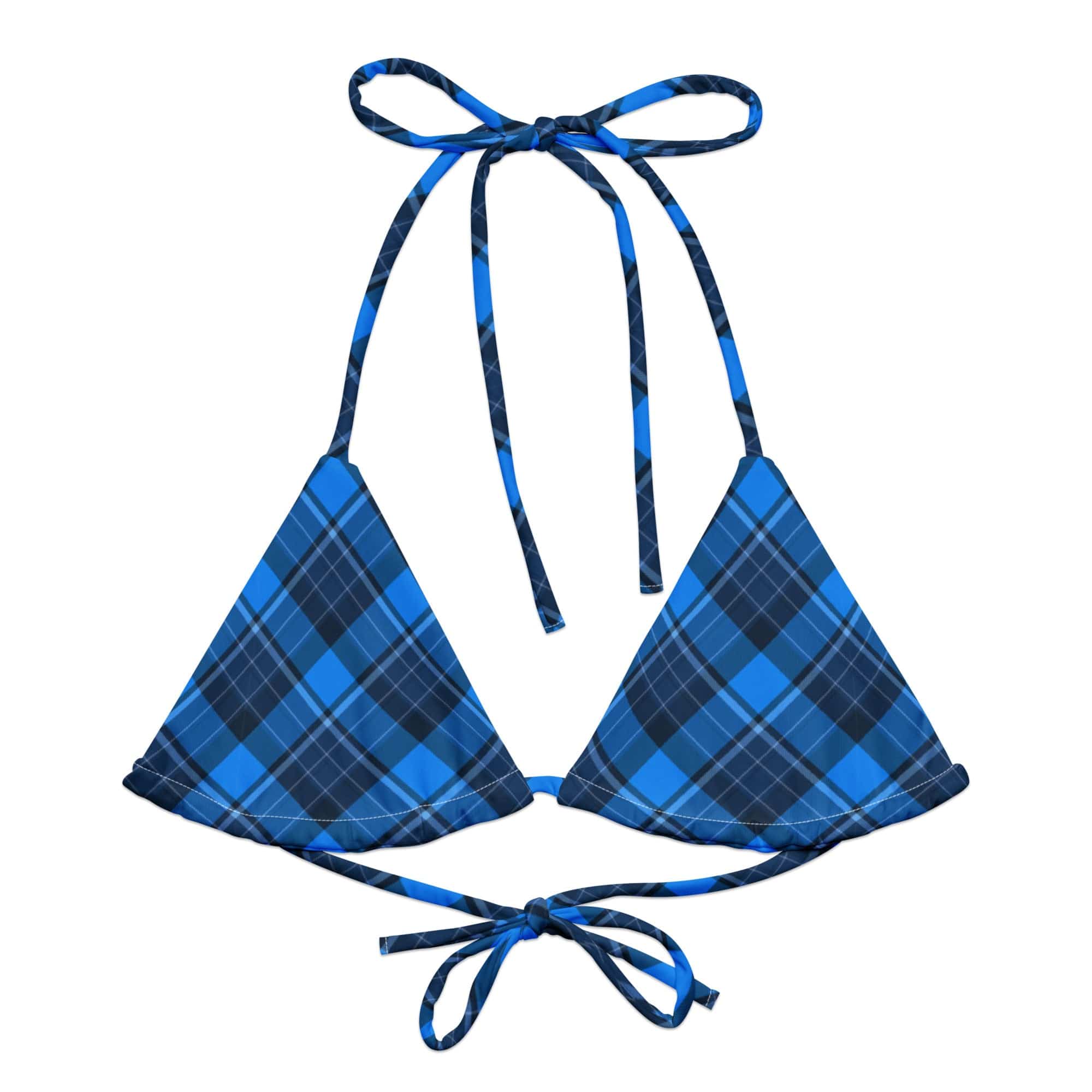 Tweedkini String Bikini Top | Scottish Blues 2XS Bikini Top Jolly & Goode