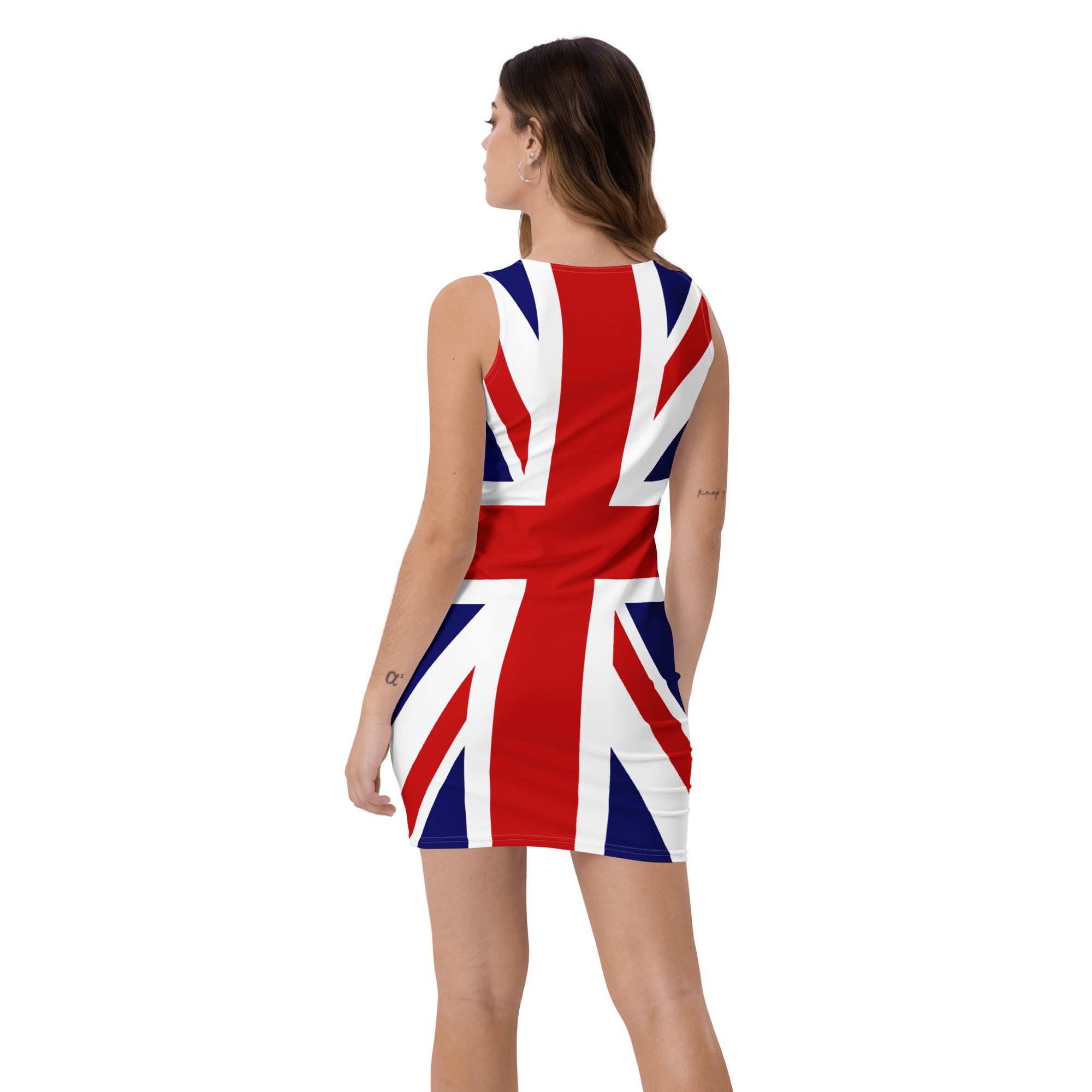 Union Jack Fitted Dress Sleek Stylish