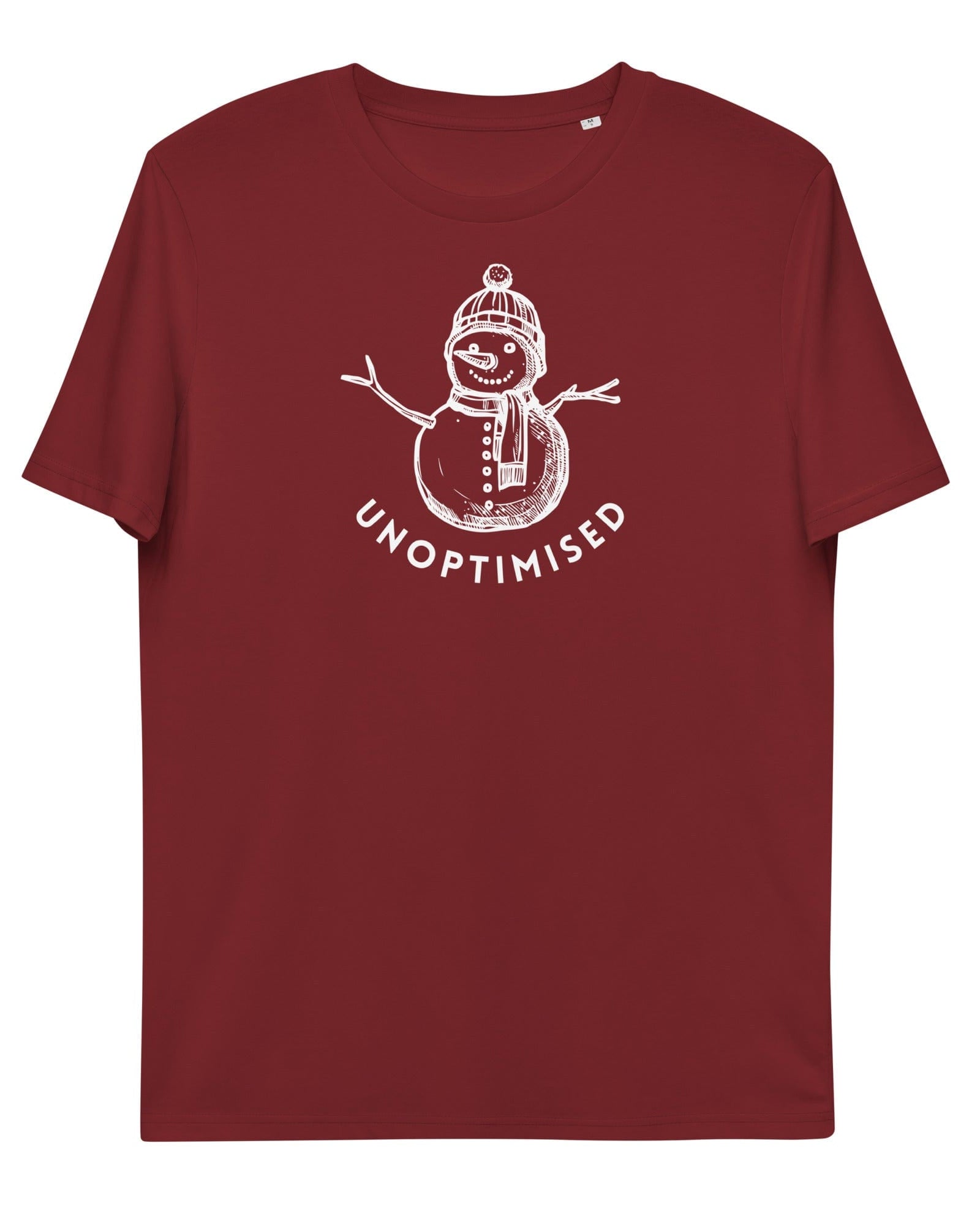Unoptimised Snowman T-shirt | Organic | Unisex Burgundy / S Jolly & Goode