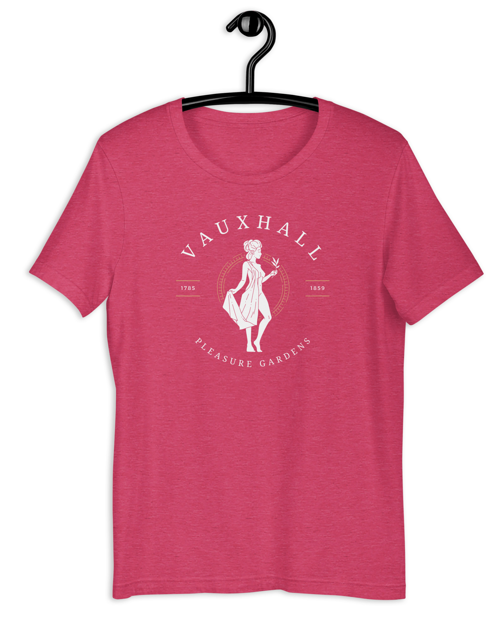 Vauxhall Pleasure Gardens T-shirt | Unisex Heather Raspberry / S Shirts & Tops Jolly & Goode