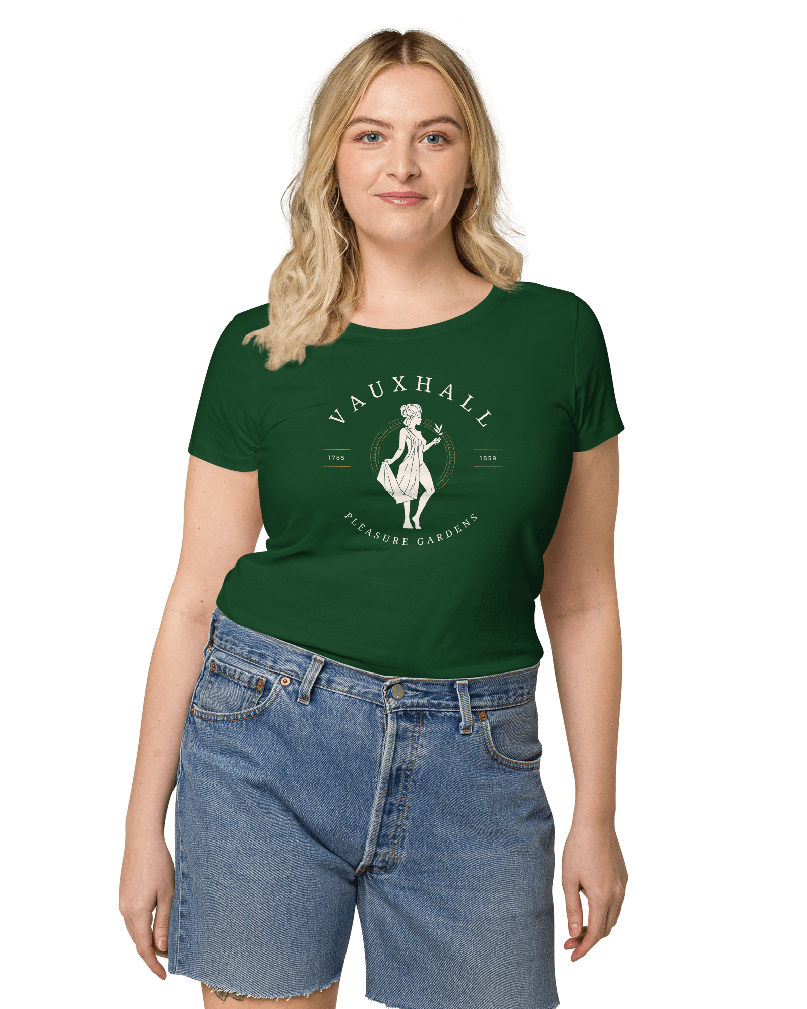 Vauxhall Pleasure Gardens Women’s Organic T-shirt Bottle Green / S Shirts & Tops Jolly & Goode